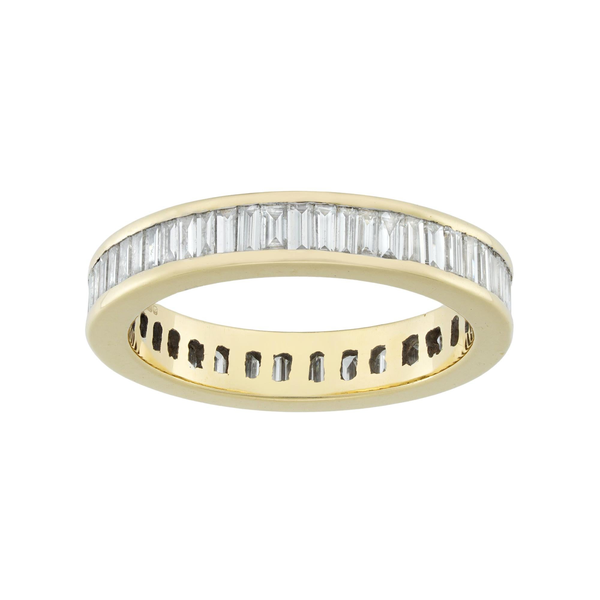 Baguette-Cut Diamond Full Eternity Ring For Sale