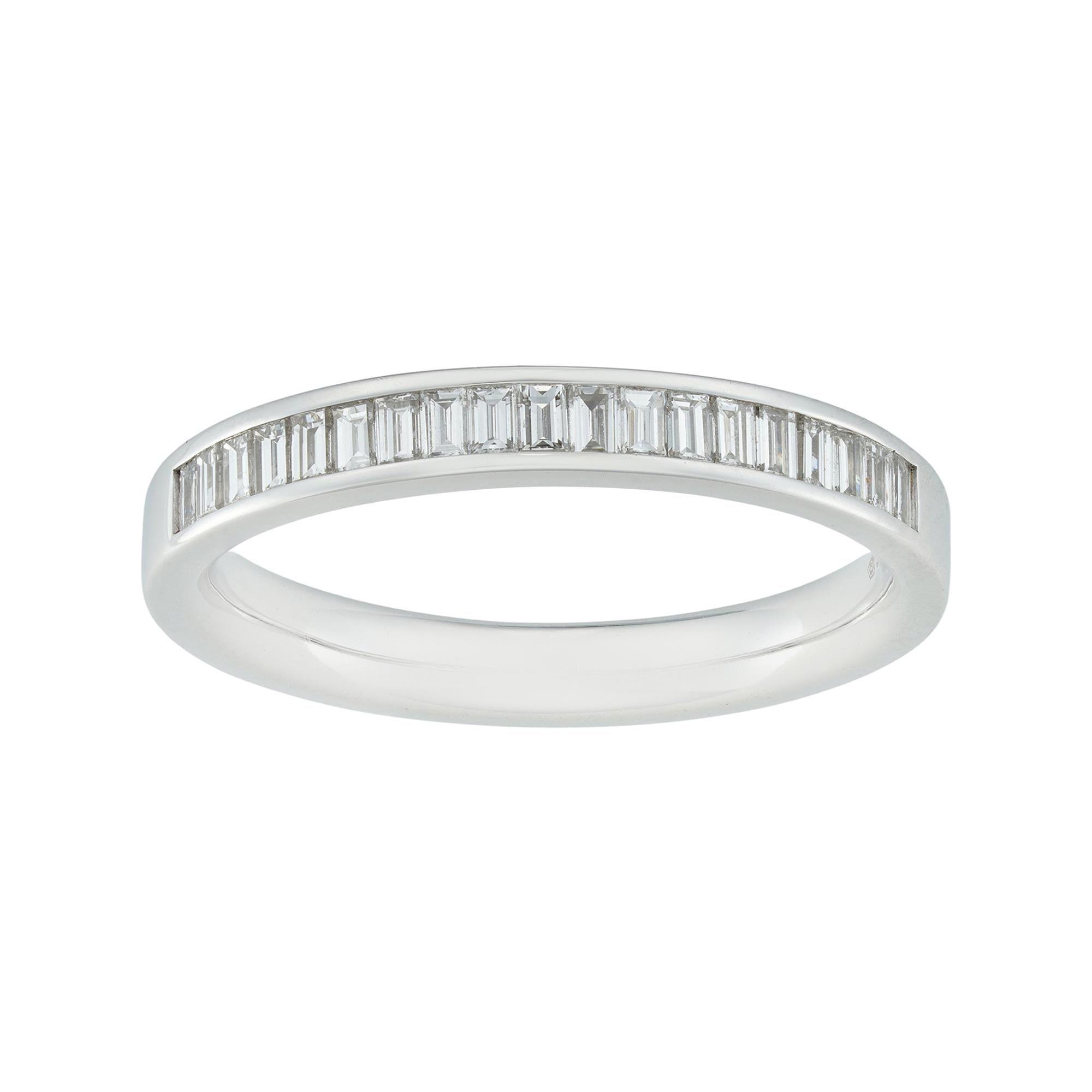 Baguette-Cut Diamond Half Eternity Ring For Sale