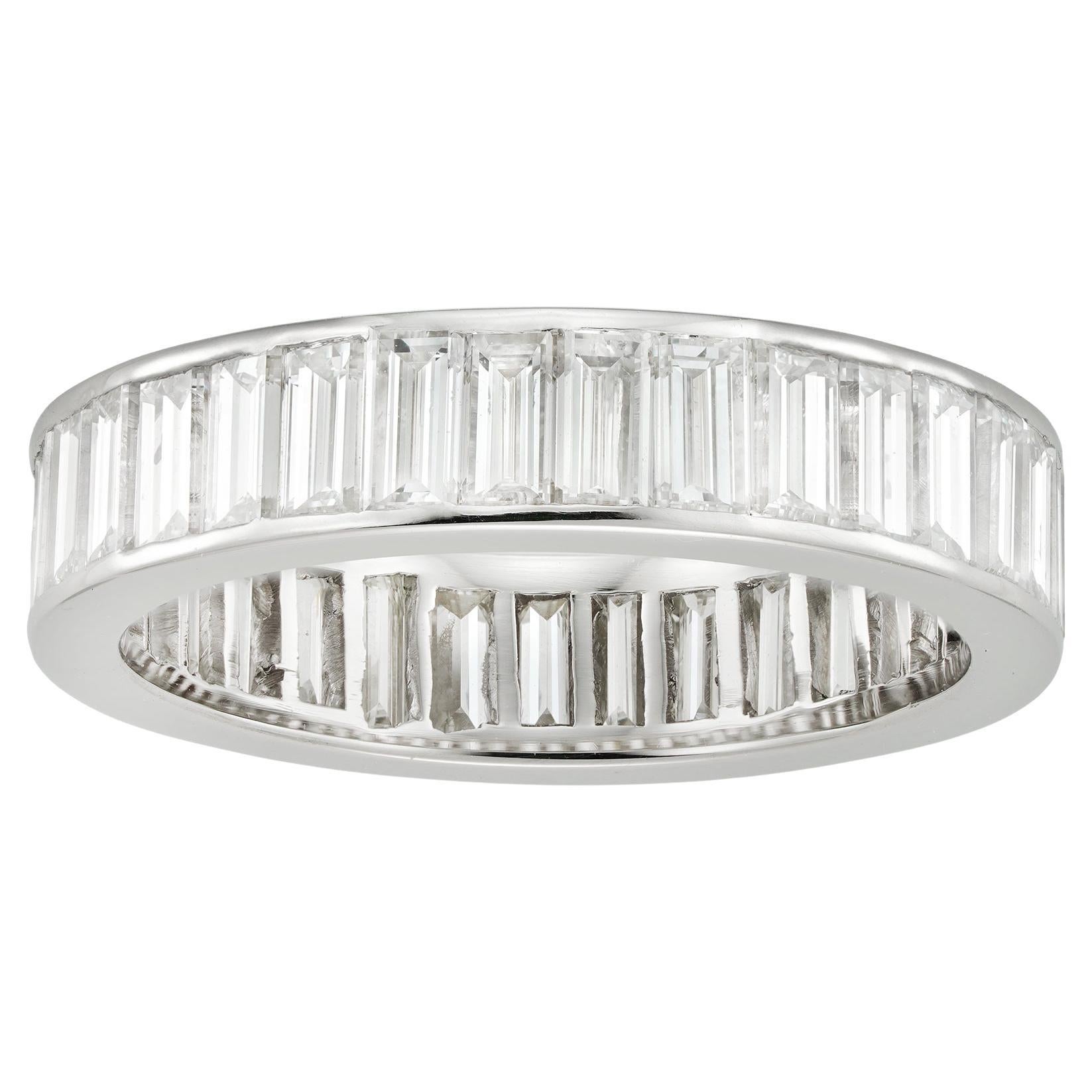 A baguette-cut diamond-set full eternity ring For Sale