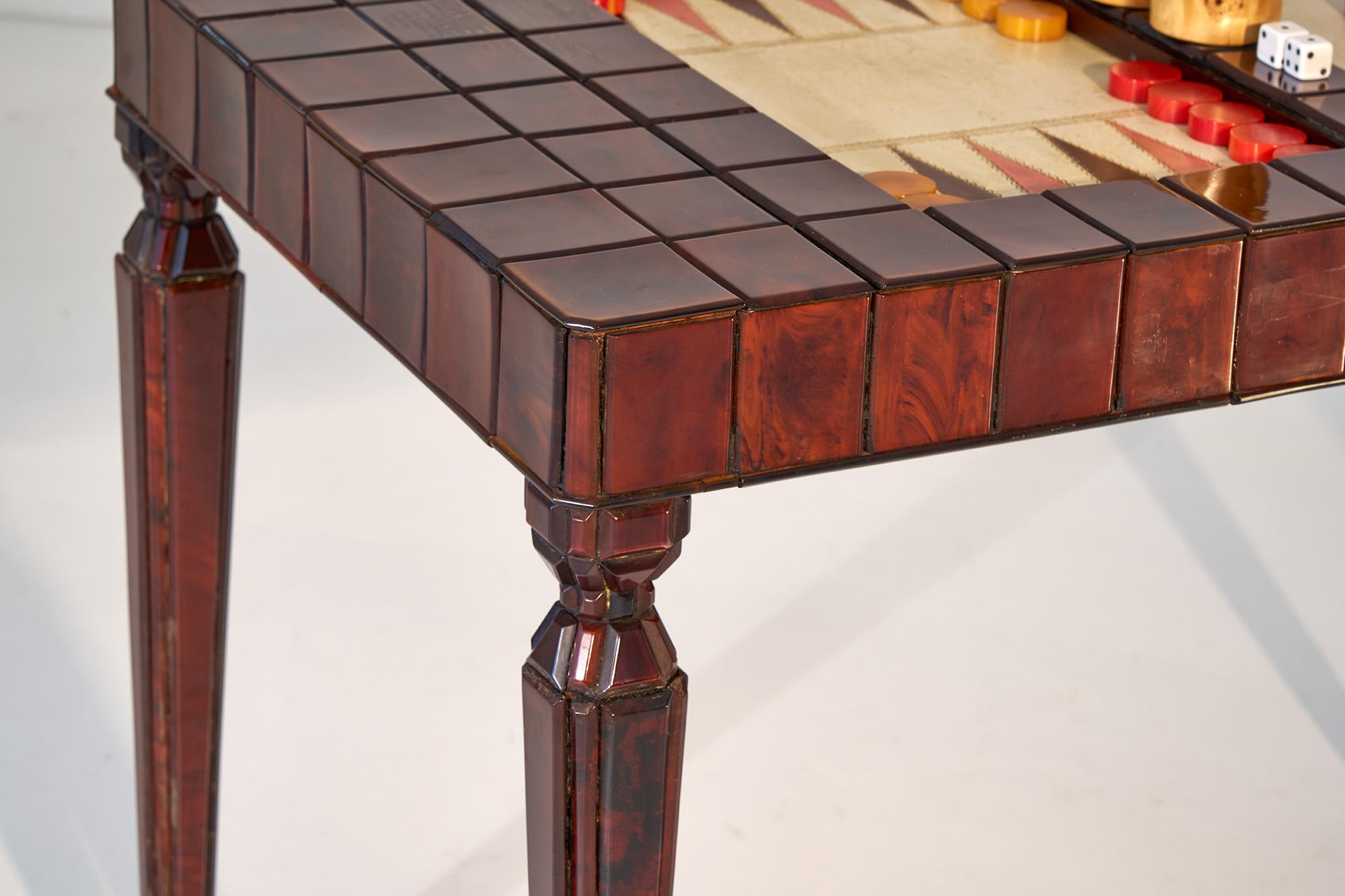 Mid-Century Modern A Bakelite and Leather Backgammon Table by William Haines