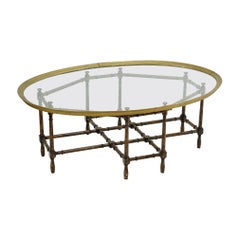 Baker Brass and Faux Bamboo Hollywood Regency Cocktail Table