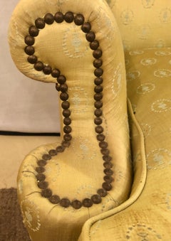 Baker Chippendale Style Wing Chair in a Fine Fabric with Down Cushion