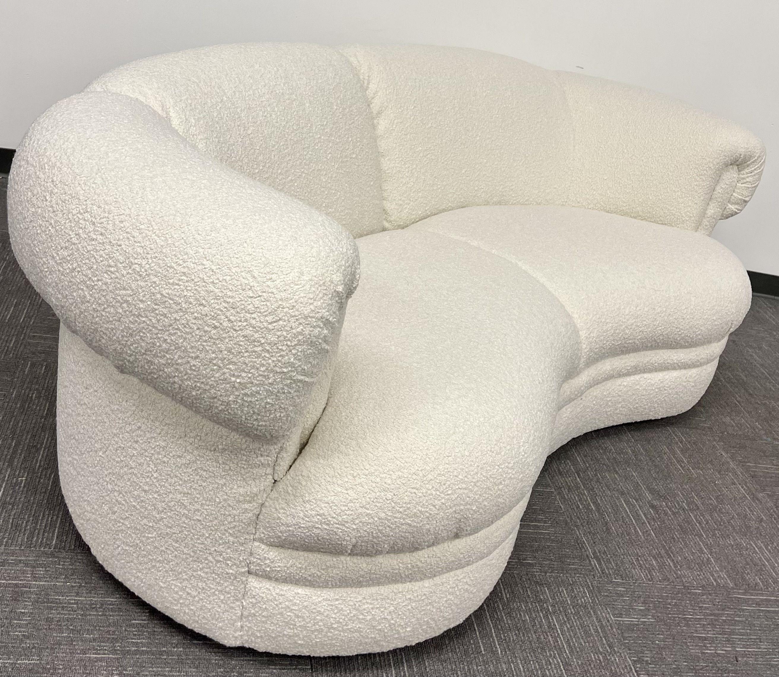 Late 20th Century Baker Cloud Sofa, Settee, Loveseat, New Boucle Fabric