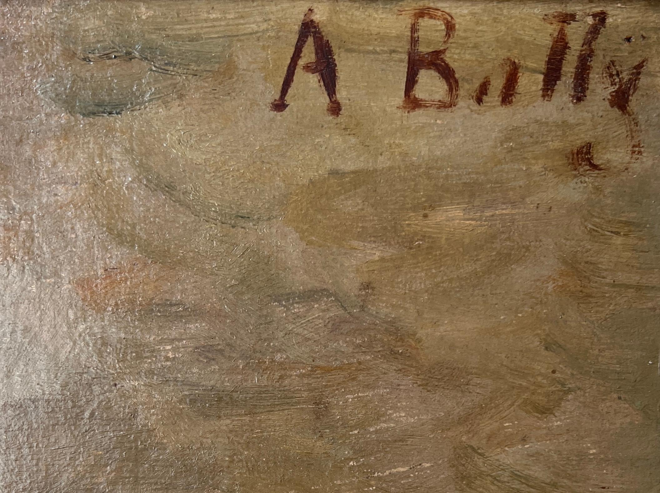 Kupfer und Obst (Braun), Still-Life Painting, von A. Bally