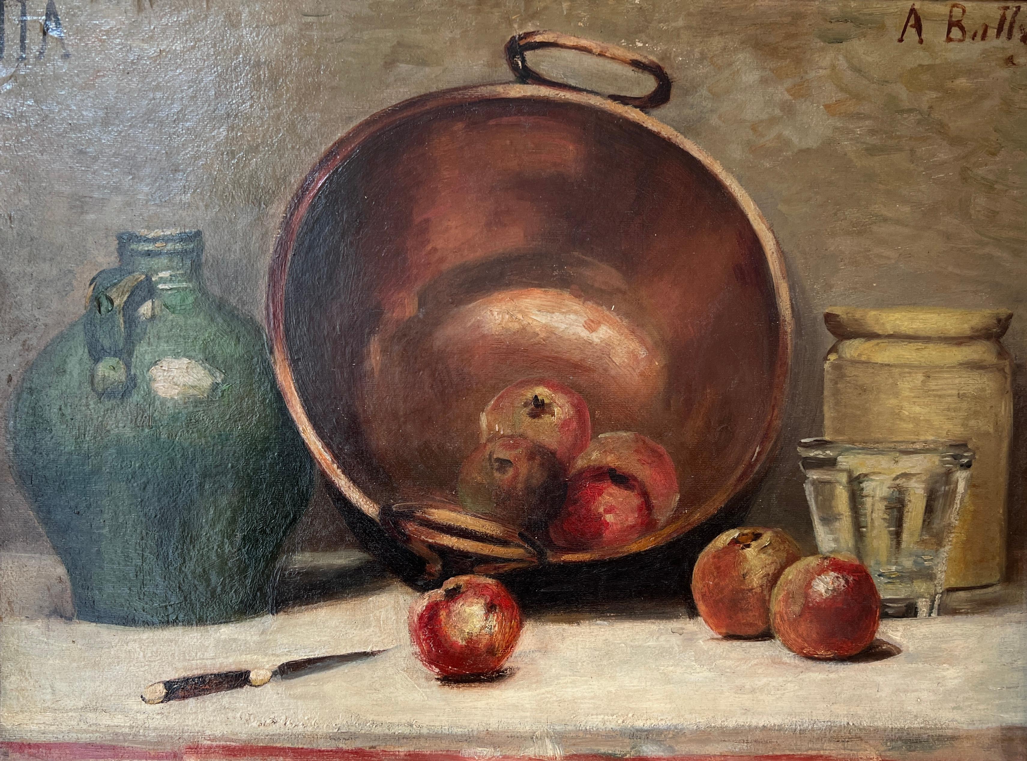 A. Bally Still-Life Painting – Kupfer und Obst
