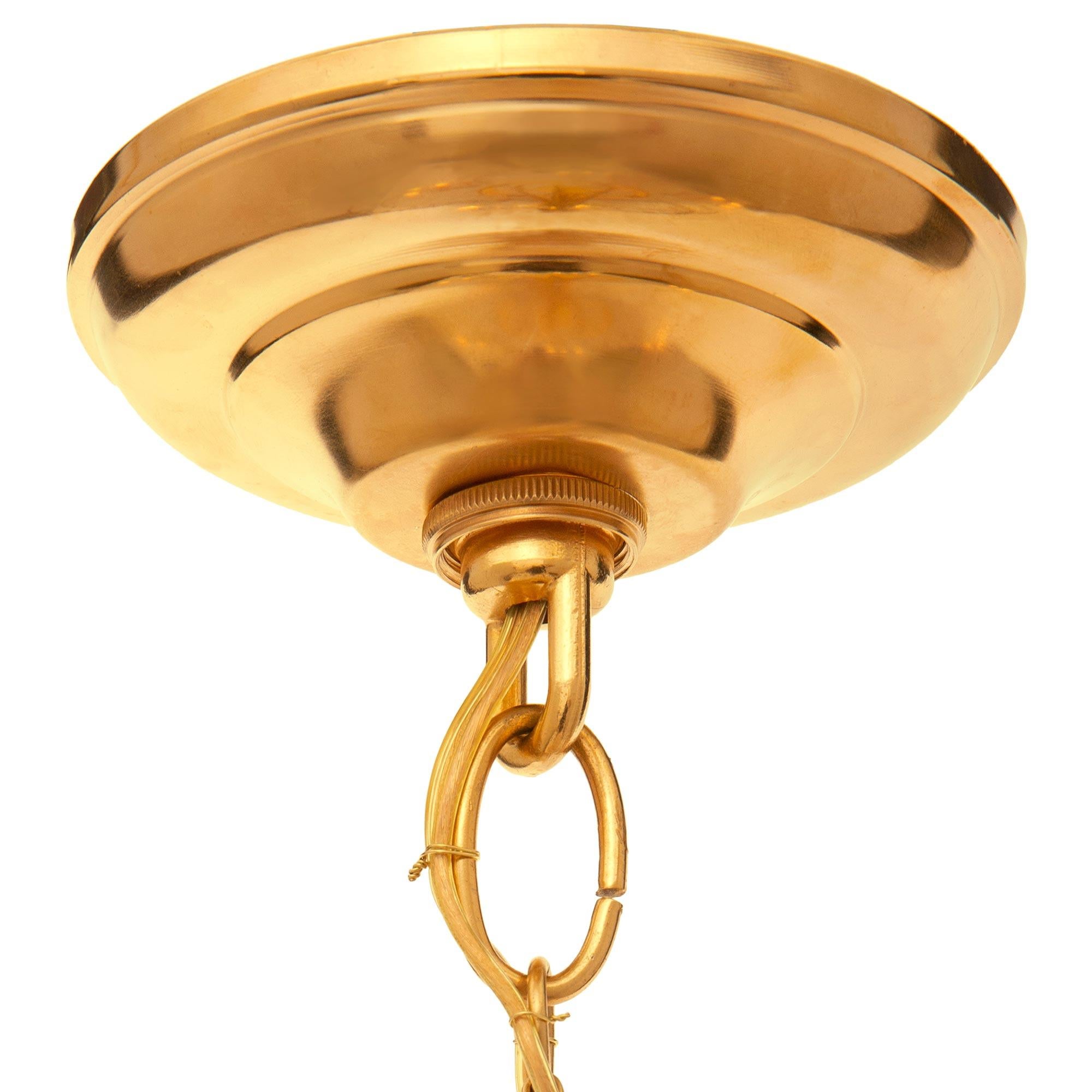 Neoclassical A Baltic 19th century Neo-Classical st. Crystal and Ormolu chandelier For Sale