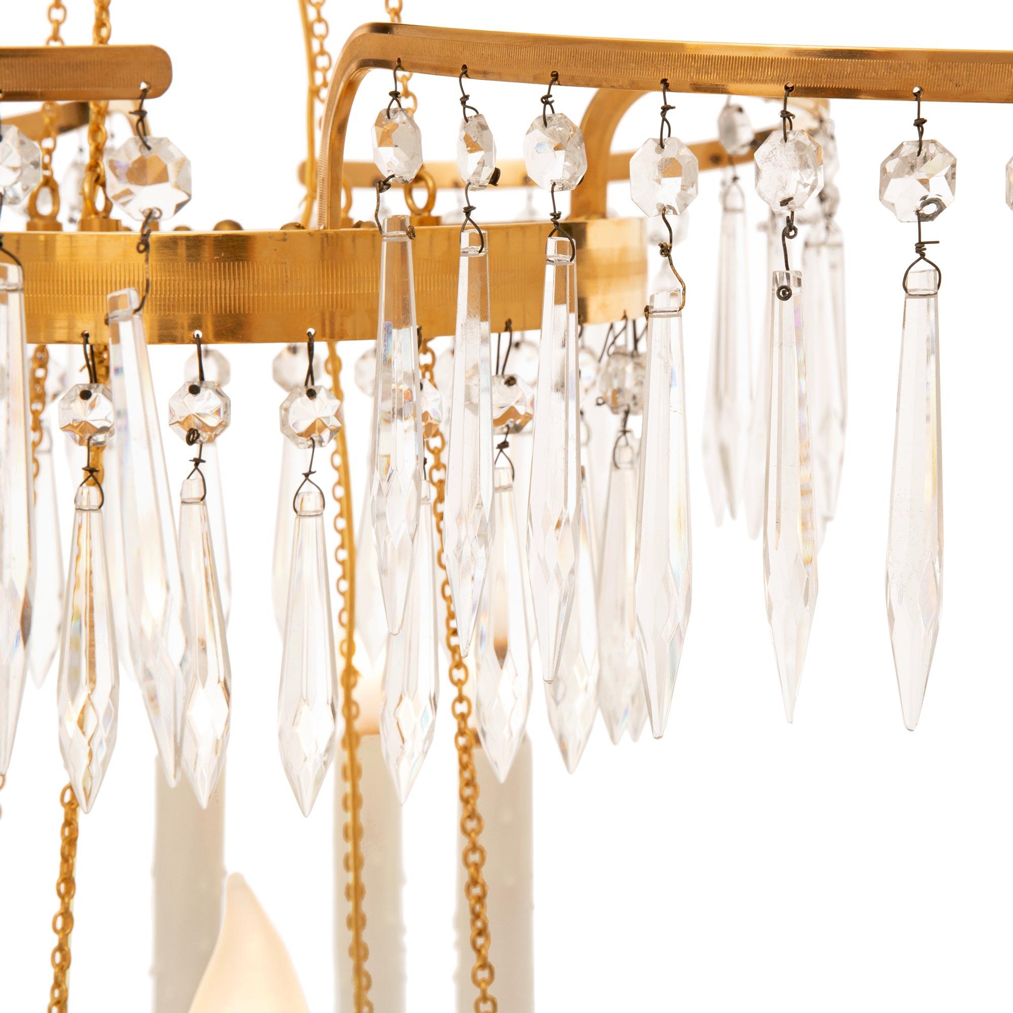 A Baltic 19th century Neo-Classical st. Crystal and Ormolu chandelier In Good Condition For Sale In West Palm Beach, FL