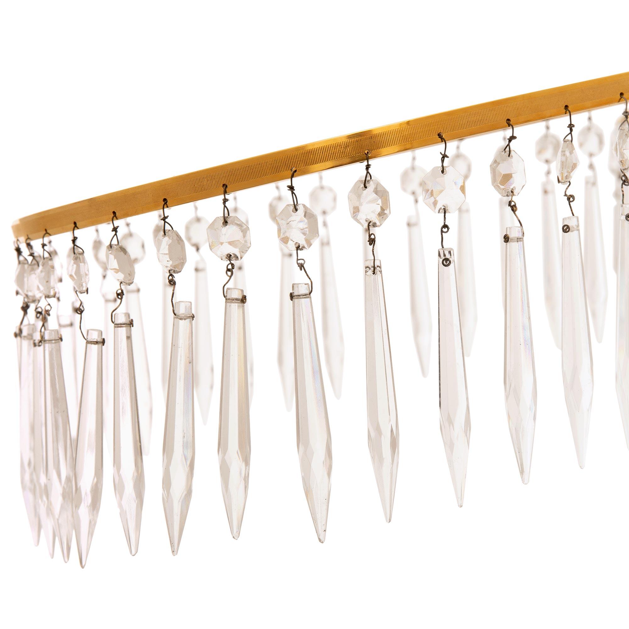 A Baltic 19th century Neo-Classical st. Crystal and Ormolu chandelier For Sale 1