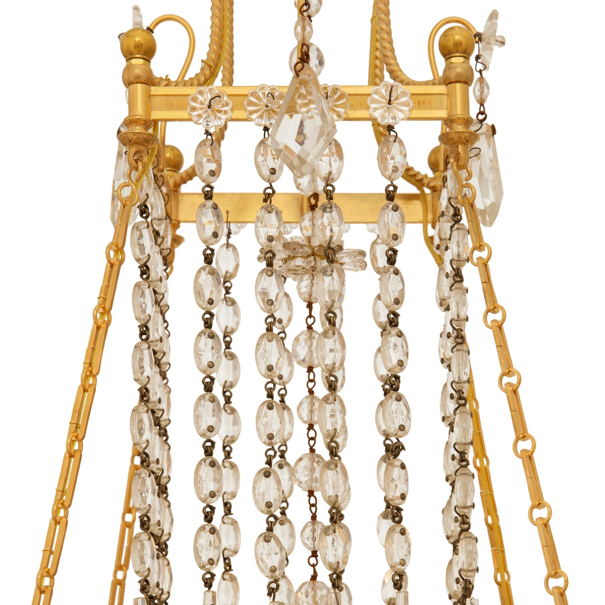 A Baltic 19th century Neo-Classical st. Ormolu and Crystal chandelier In Good Condition For Sale In West Palm Beach, FL