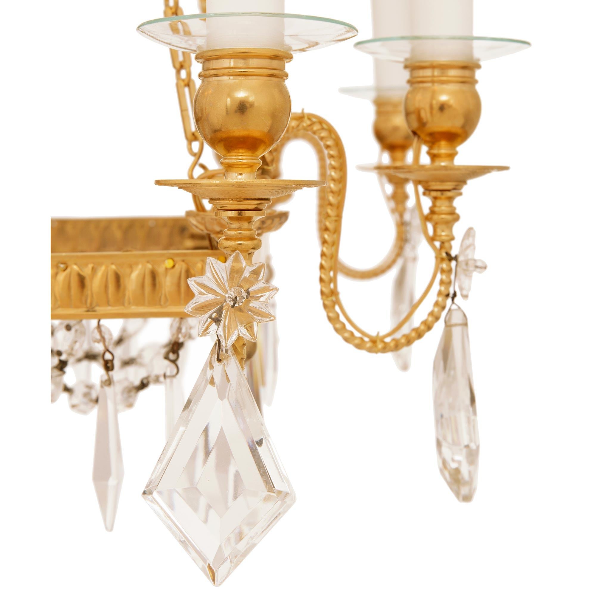 19th Century A Baltic 19th century Neo-Classical st. Ormolu and Crystal chandelier For Sale