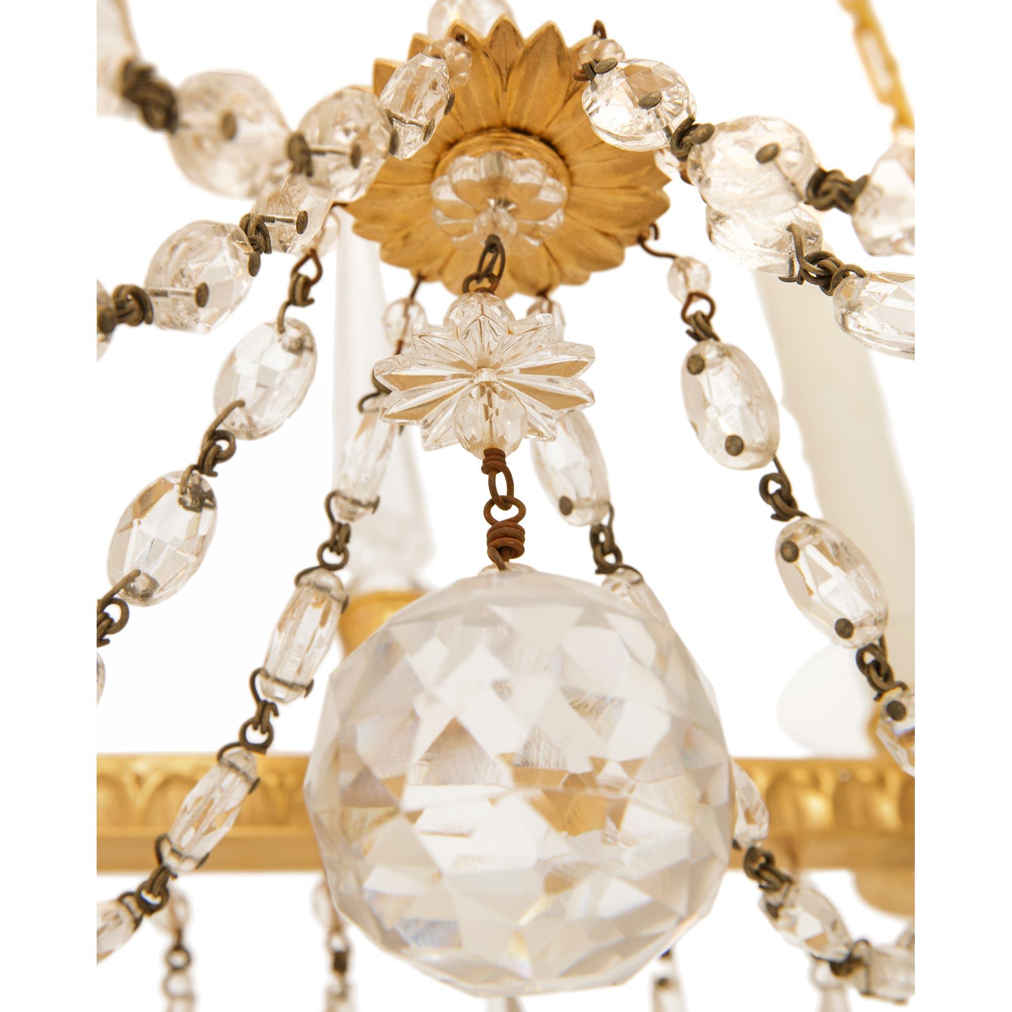 A Baltic 19th century Neo-Classical st. Ormolu and Crystal chandelier For Sale 1