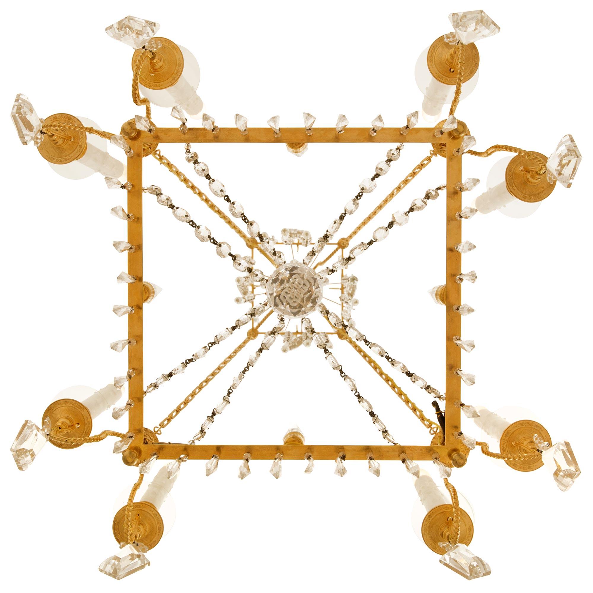 A Baltic 19th century Neo-Classical st. Ormolu and Crystal chandelier For Sale 2
