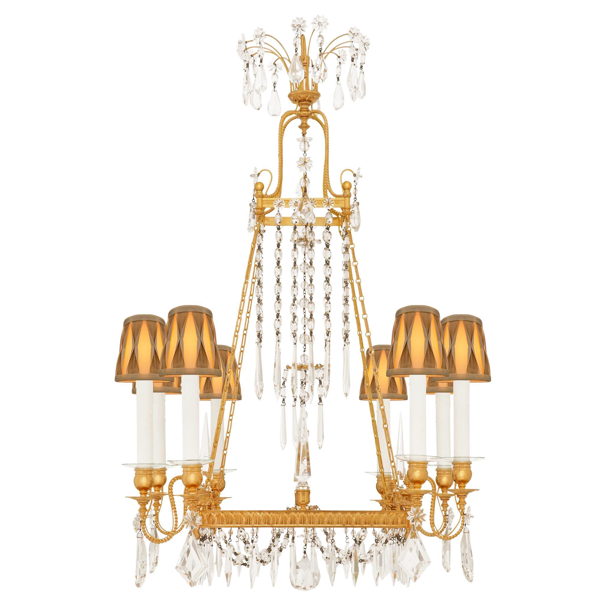 A Baltic 19th century Neo-Classical st. Ormolu and Crystal chandelier For Sale