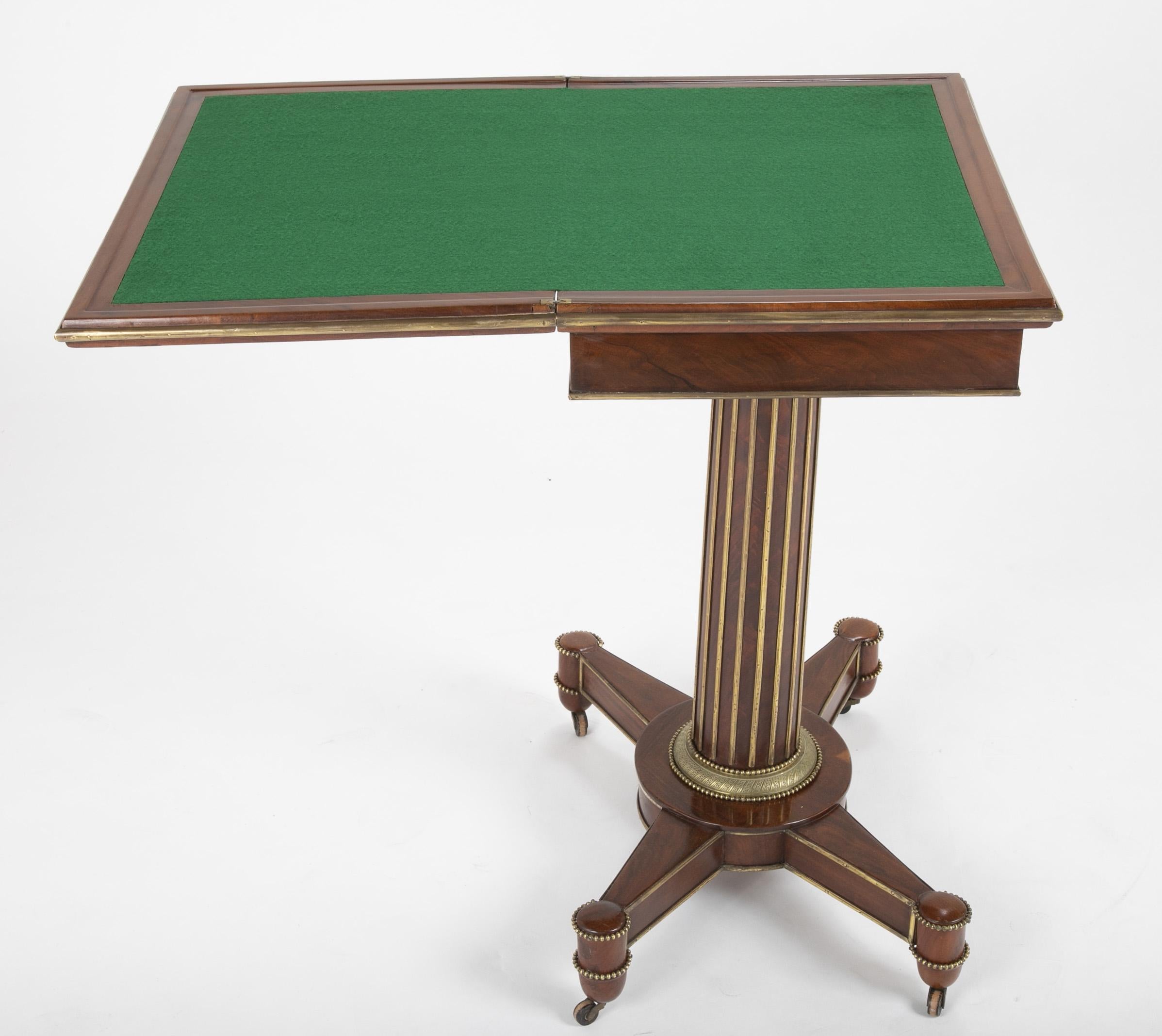 Baltic Mahogany and Brass Mounted Games Table For Sale 6