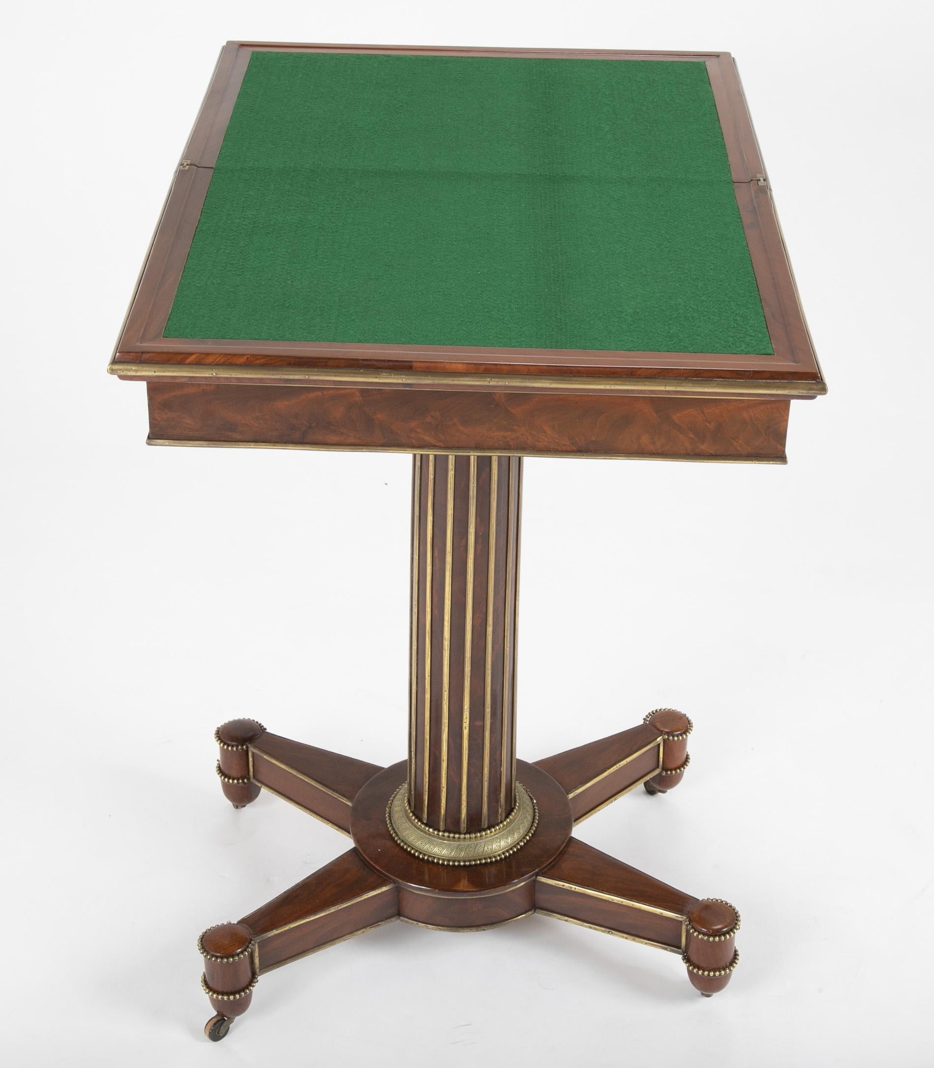 Baltic Mahogany and Brass Mounted Games Table For Sale 7