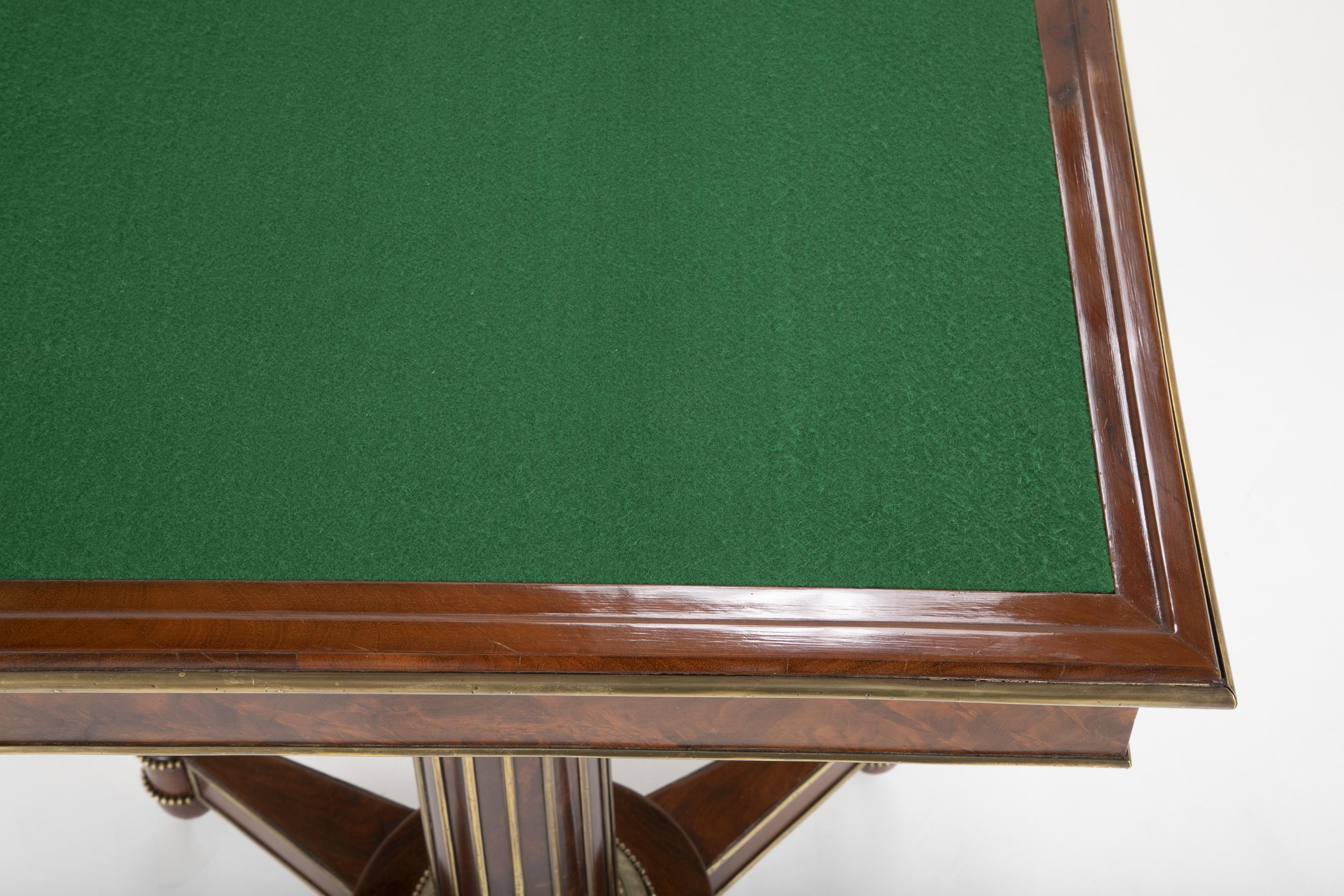 Baltic Mahogany and Brass Mounted Games Table For Sale 9
