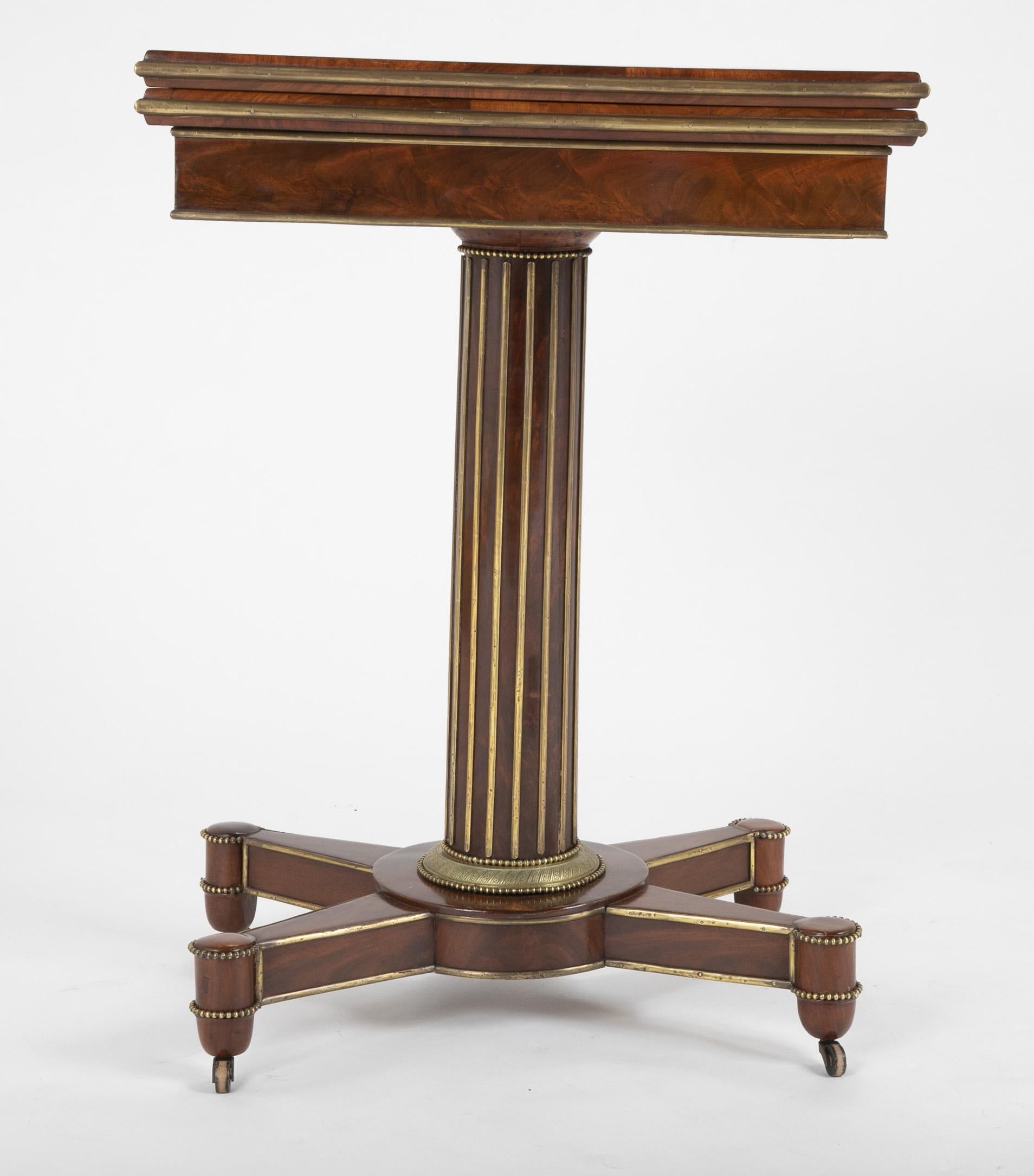 Empire Baltic Mahogany and Brass Mounted Games Table For Sale