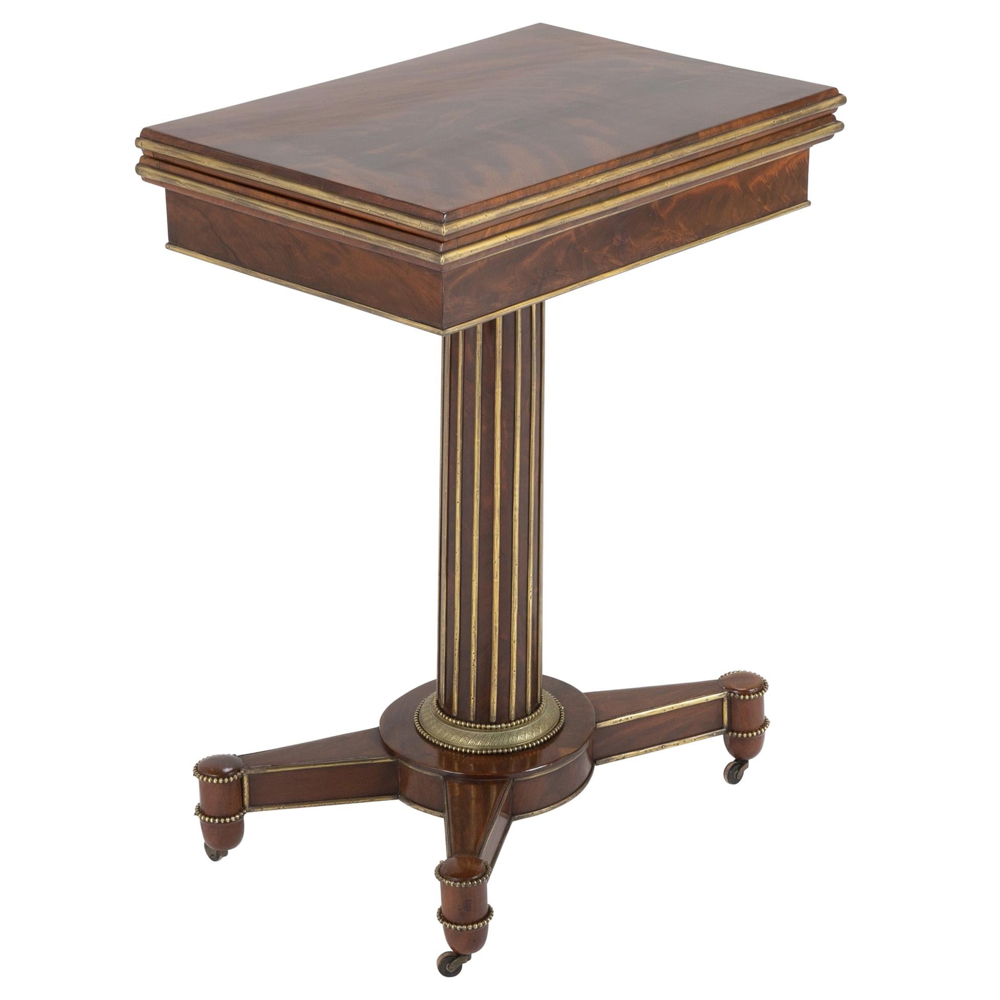 Baltic Mahogany and Brass Mounted Games Table For Sale