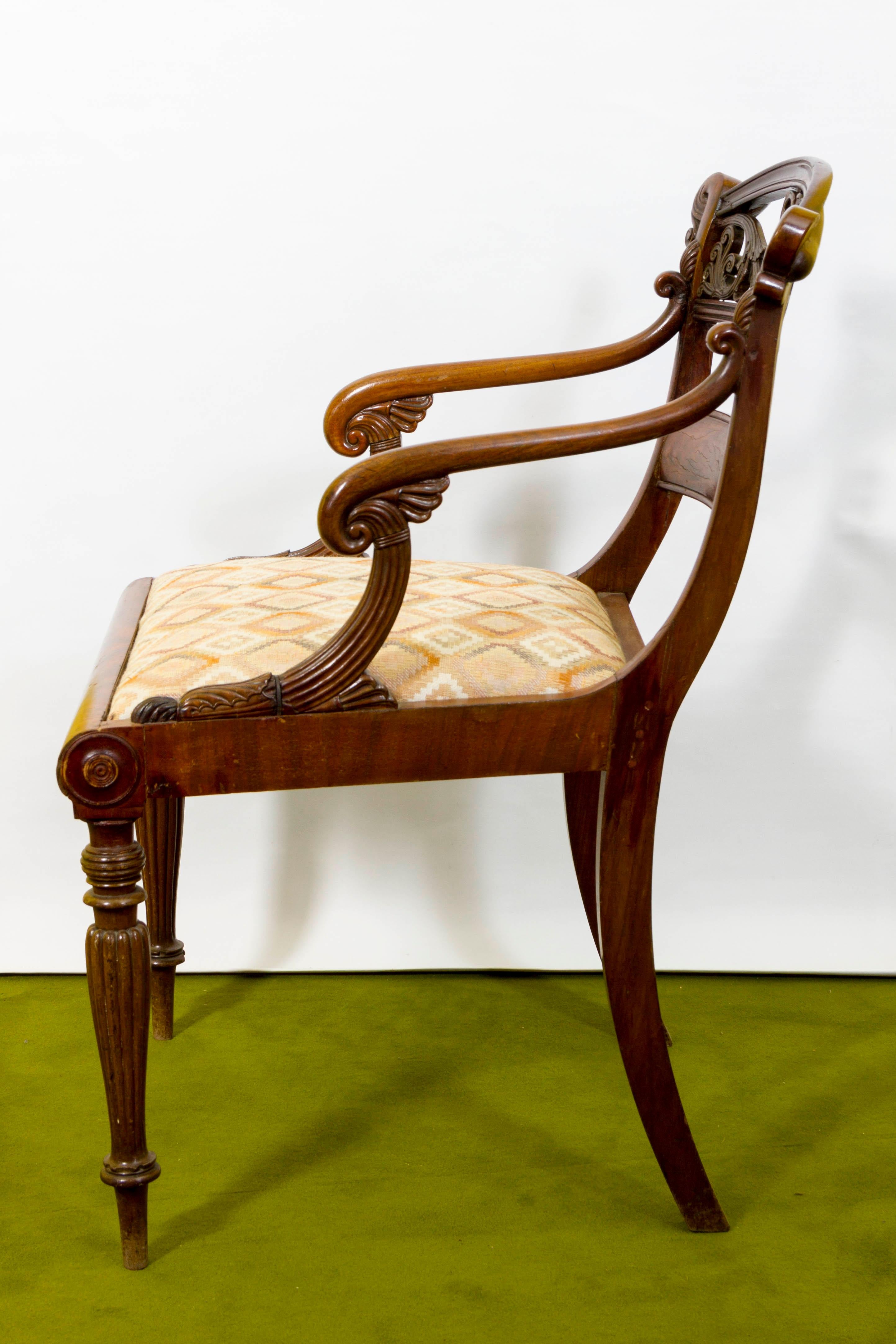 Danish Baltic Set of 6 Empire-Armchairs, Mahogany, Design by Georg Friedrich Hetsch For Sale