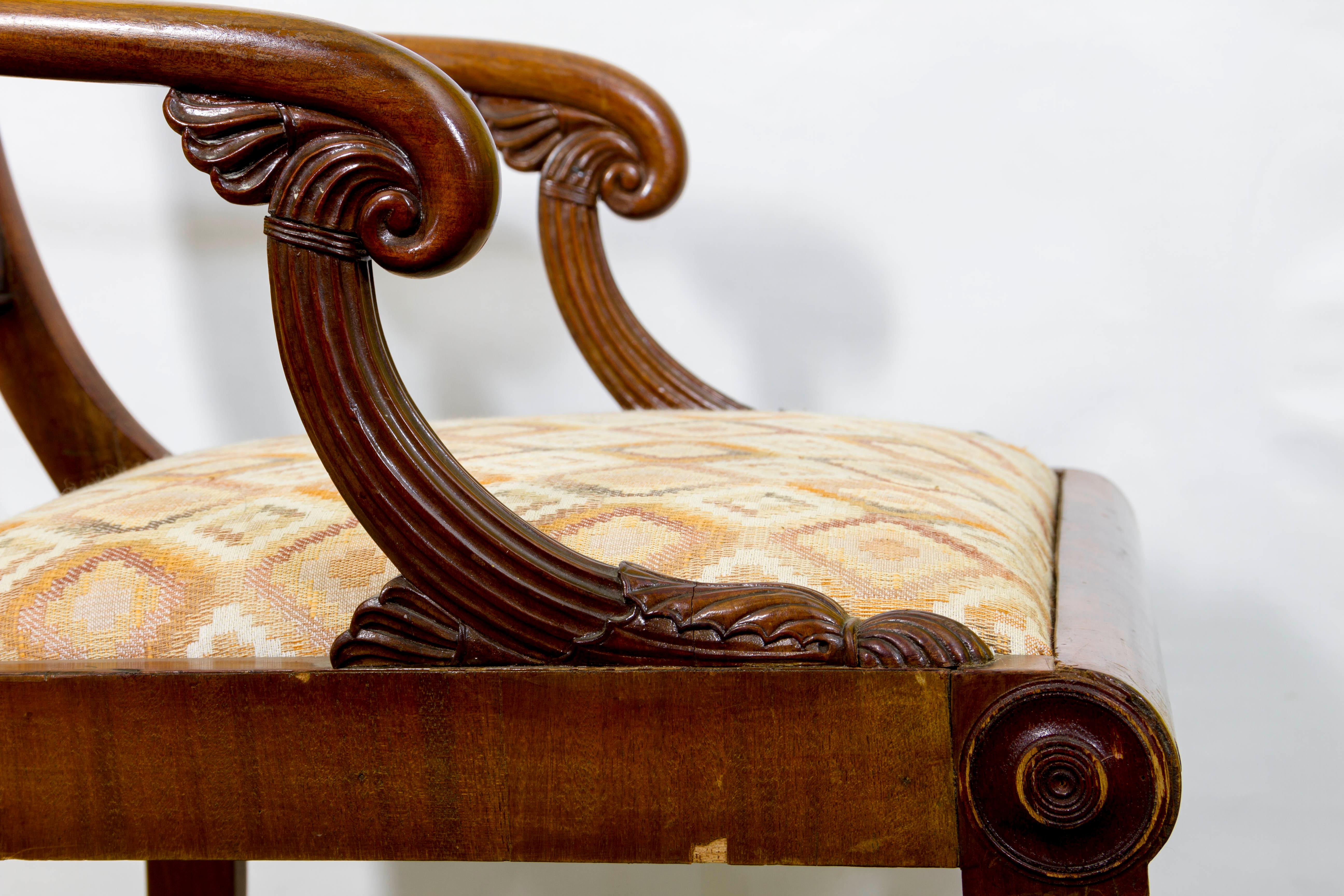 Inizio XIX secolo Set di 6 poltrone impero Baltic, mogano, design di Georg Friedrich Hetsch in vendita