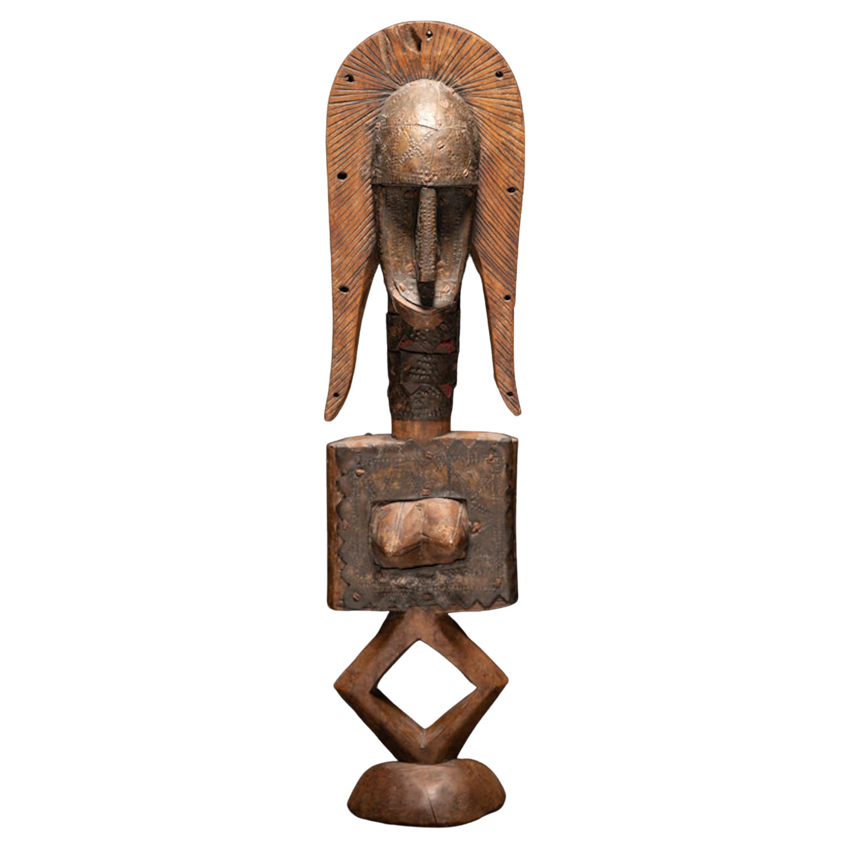 Figure de gardien en bois de Bamana, Afrique de l'Ouest, Mali