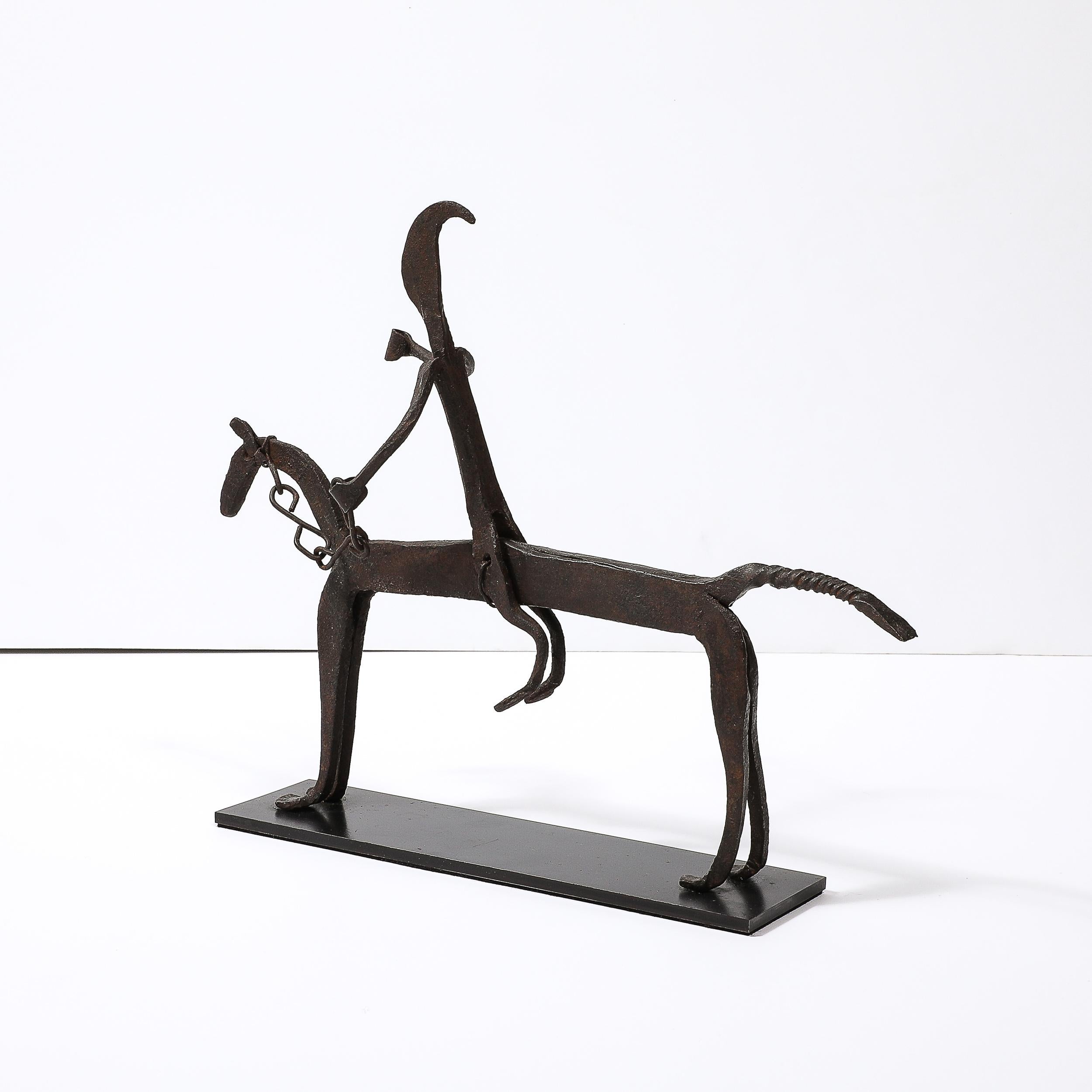 Escultura ecuestre de hierro forjado Bamana en venta 3