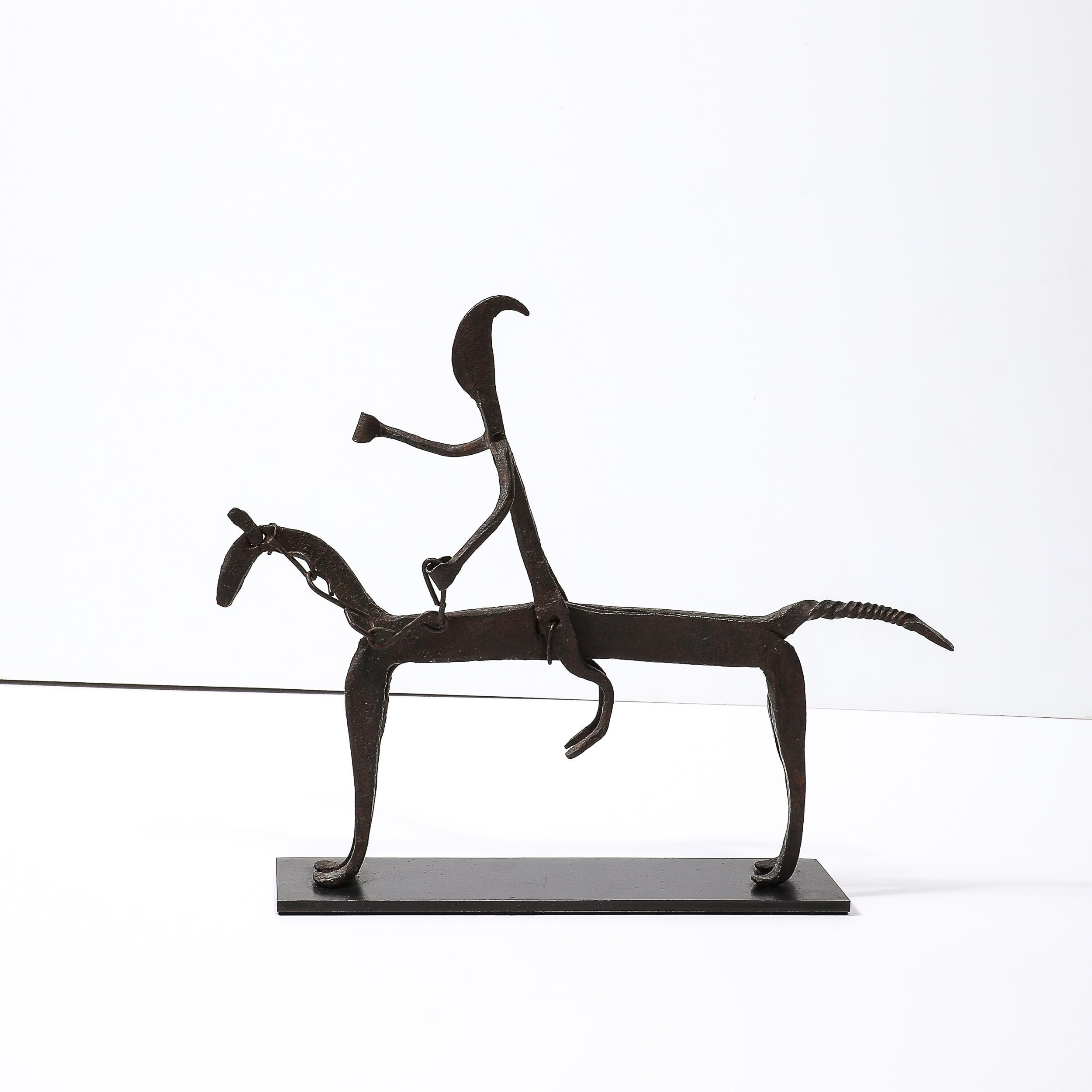 Escultura ecuestre de hierro forjado Bamana en venta 4