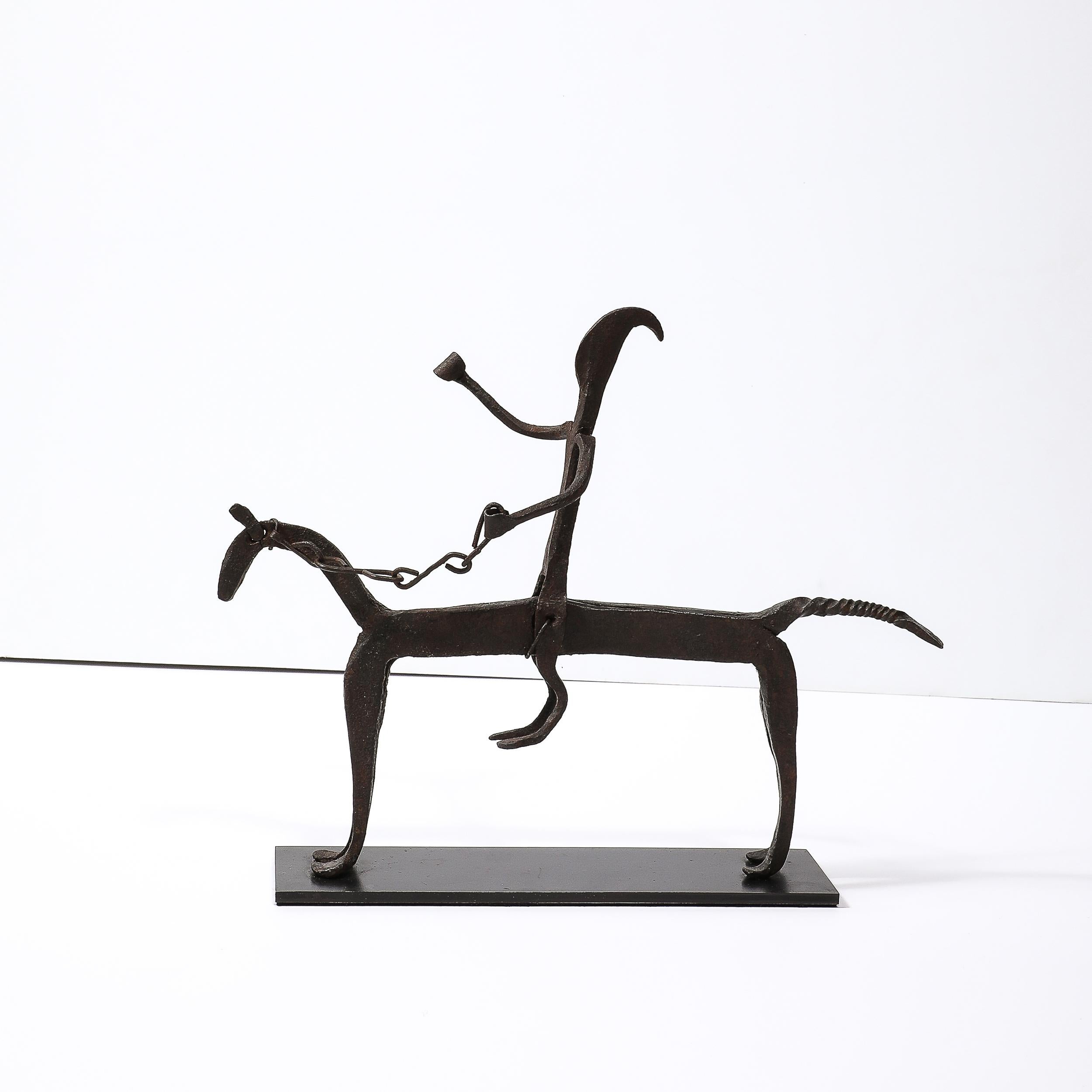 Escultura ecuestre de hierro forjado Bamana en venta 5
