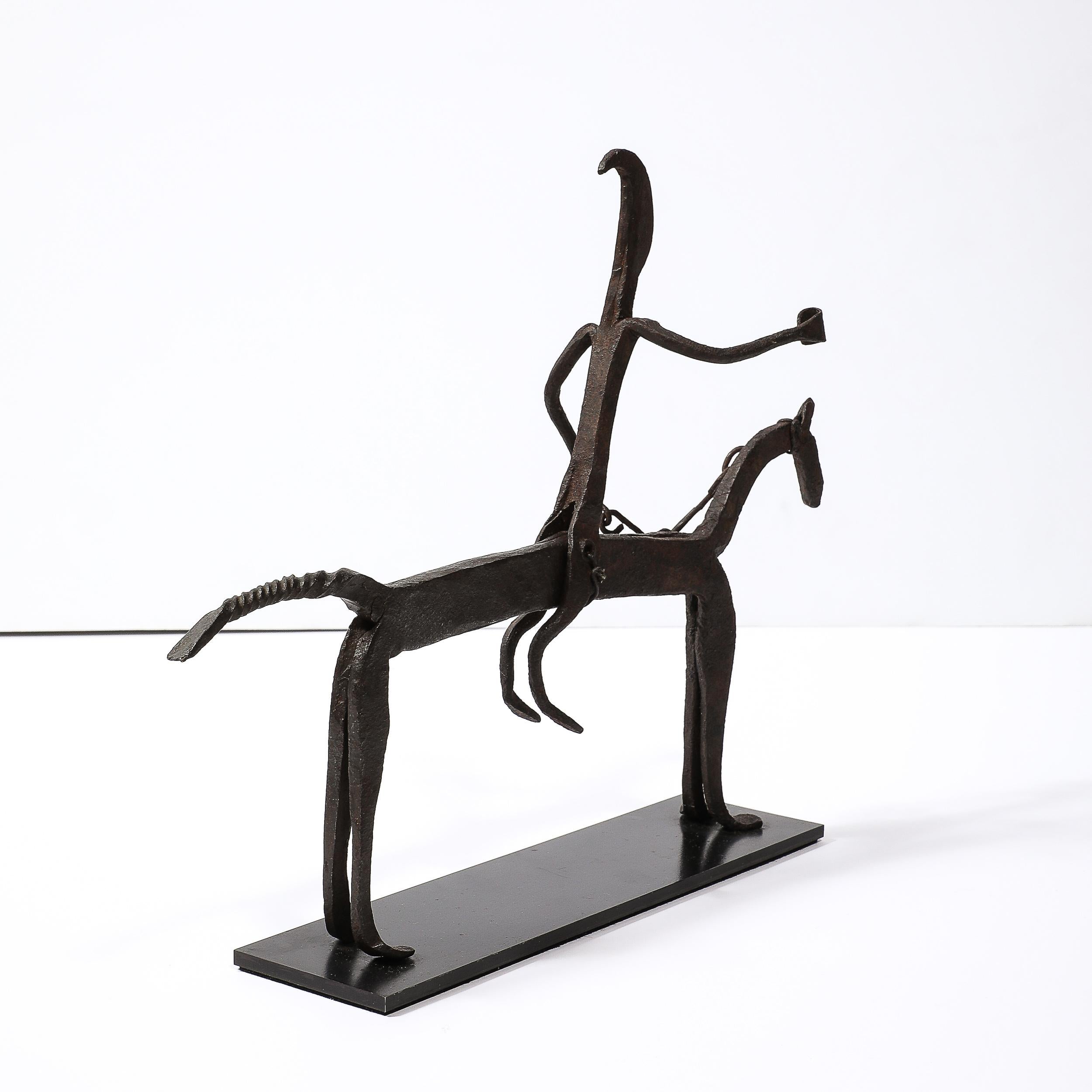 Escultura ecuestre de hierro forjado Bamana en venta 1