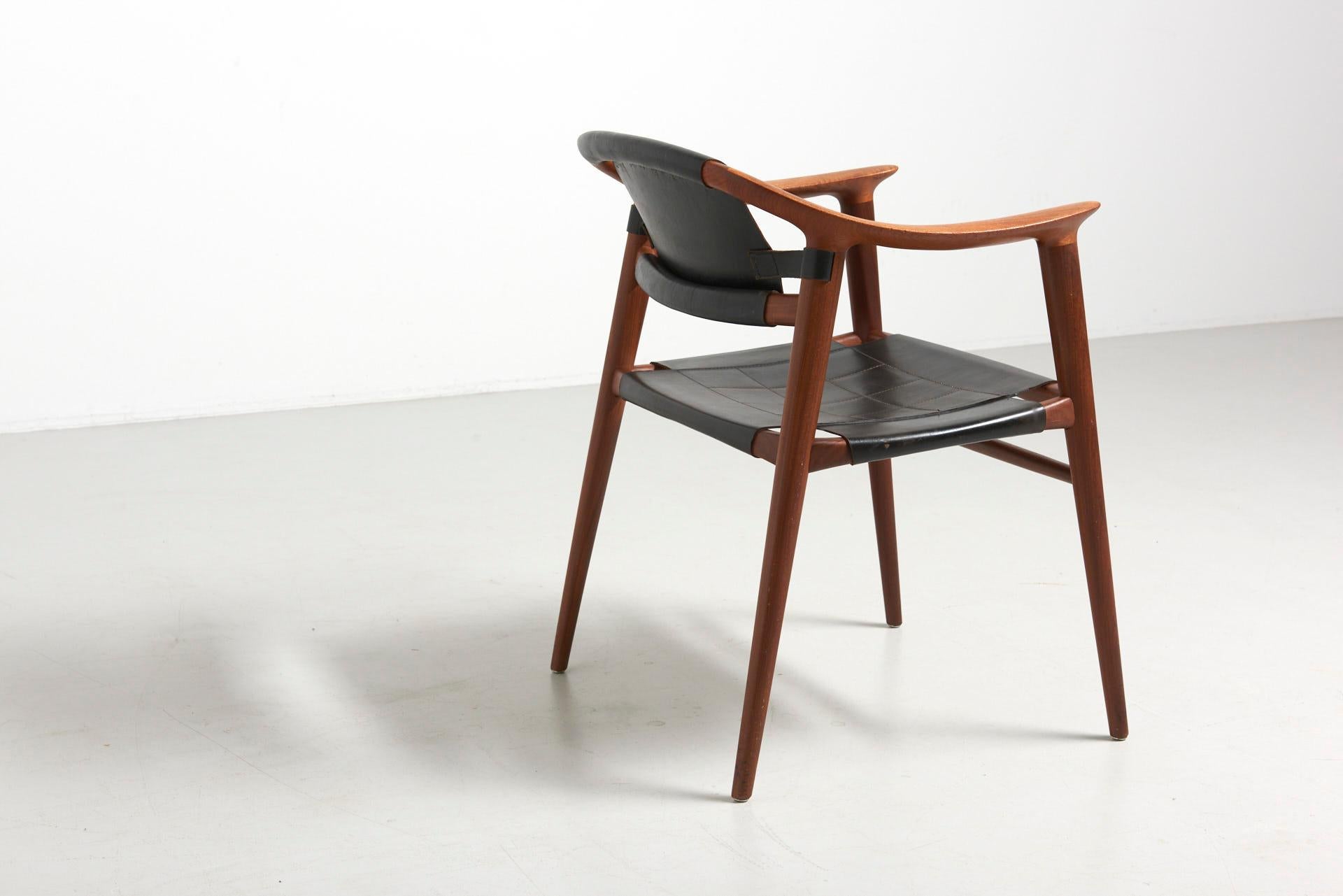 Scandinavian Modern 'Bambi' Armchair in Leather by Rastad & Relling for Gustav Bahus