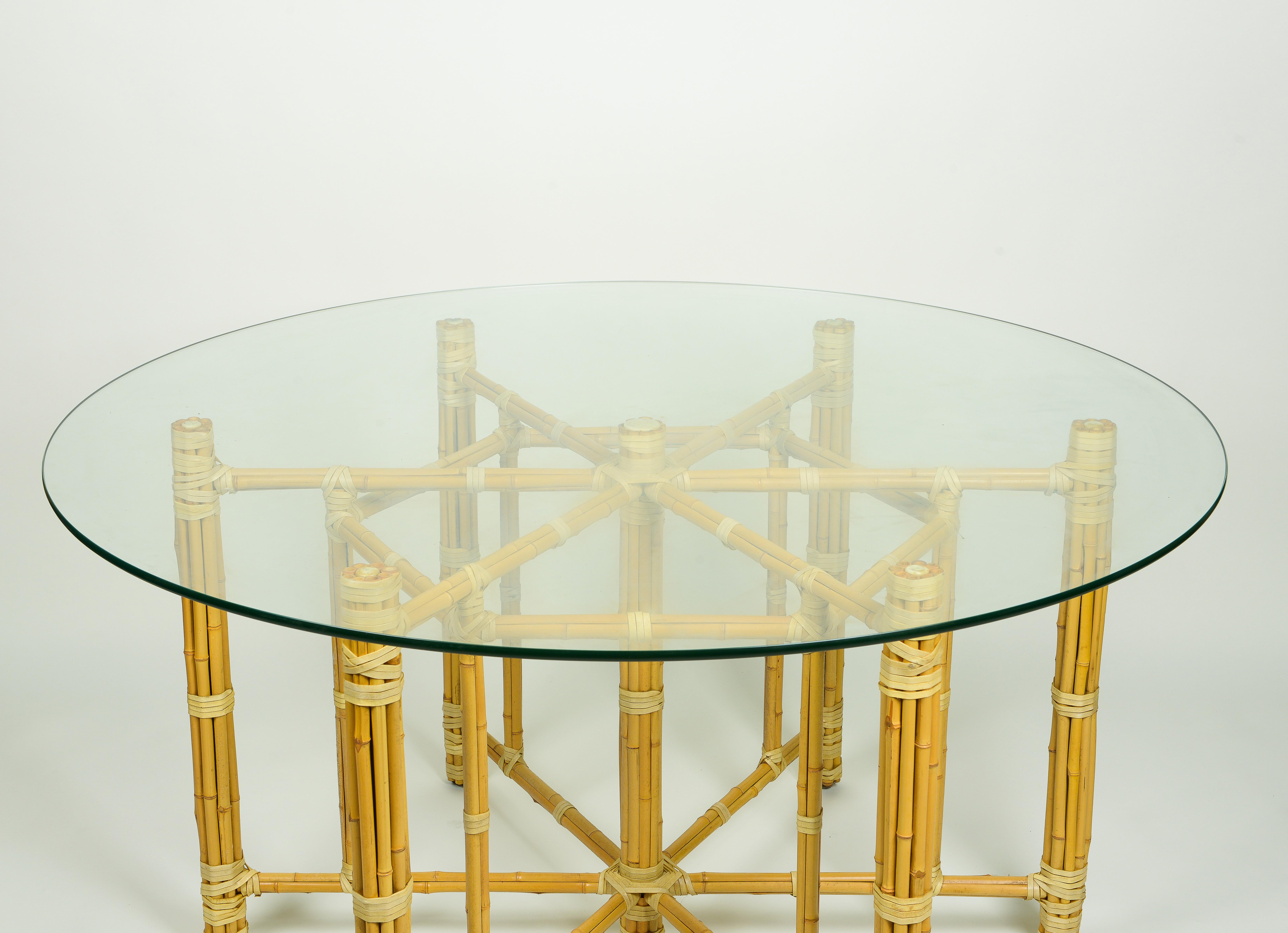 bamboo glass dining table