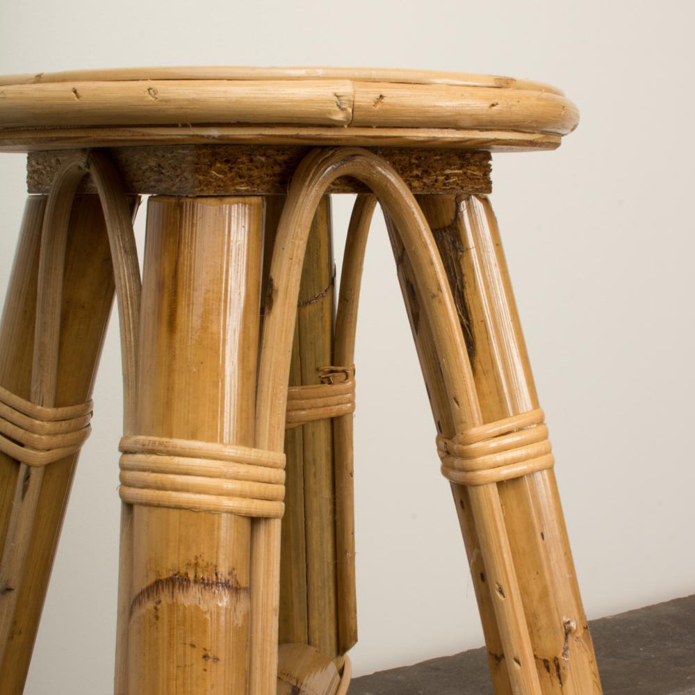 Bamboo and Rattan Stool, Set of 10 Available 1
