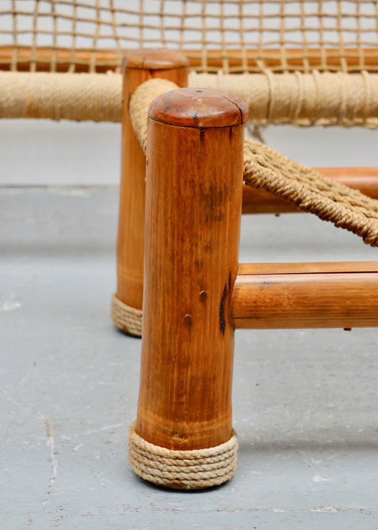 Bamboo and Rope Set Composed of a Large Sofa Two Armchairs and a Coffee ...