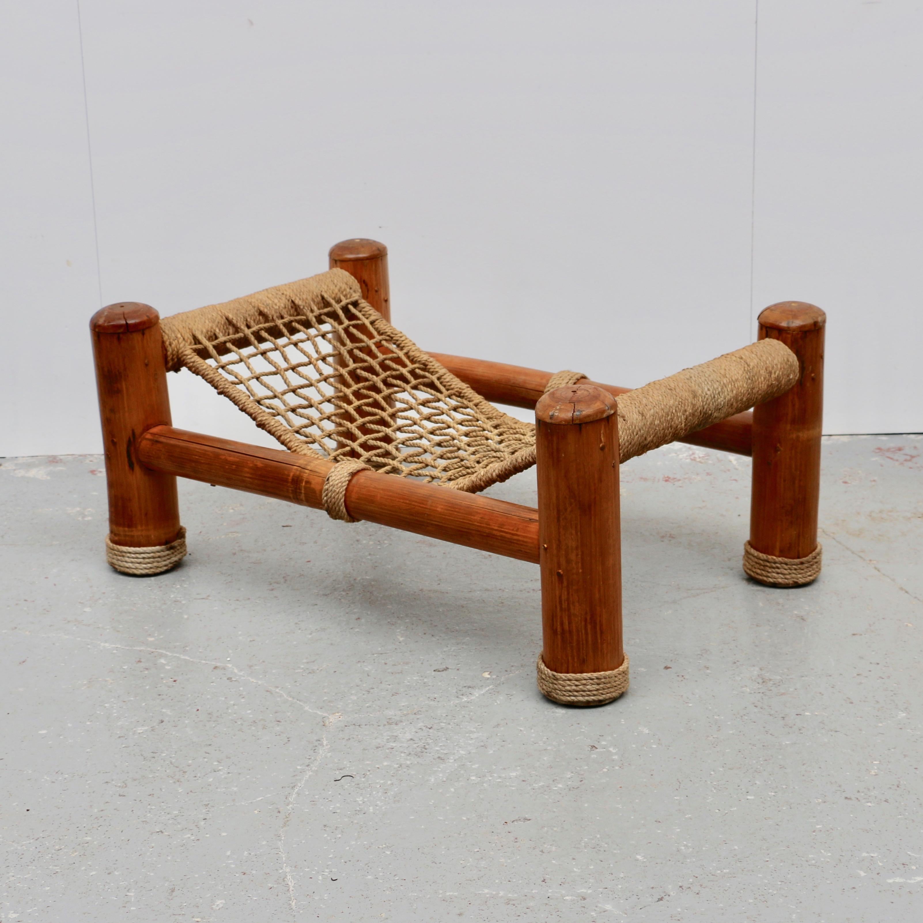 Bamboo and Rope Set Composed of a Large Sofa Two Armchairs and a Coffee Table For Sale 5