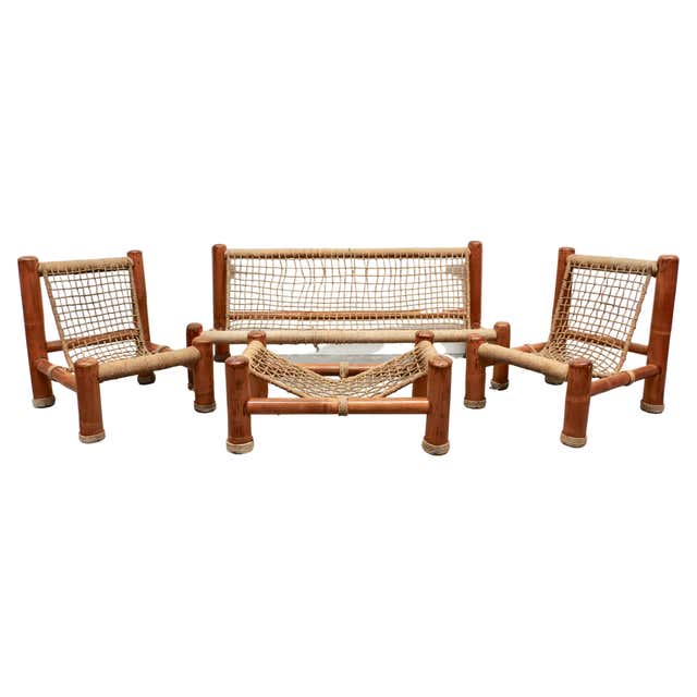 Two Rope and Tasseled Gilded Sofas For Sale at 1stDibs