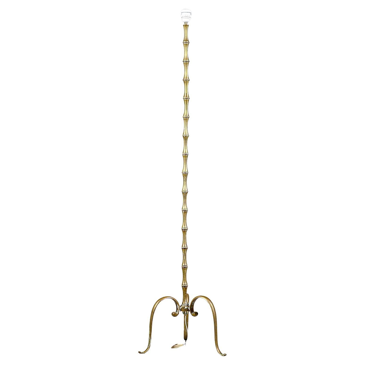 A '" Bamboo " Brass Floor Lamp France 1970s