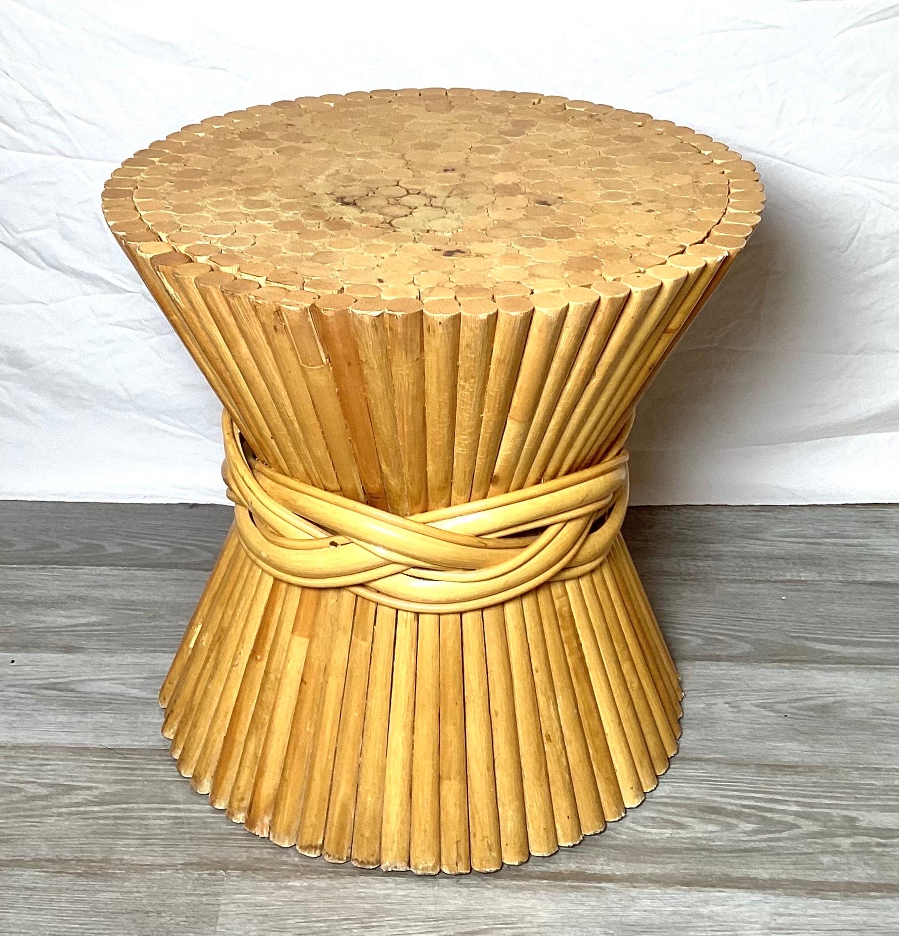 American Bamboo Bundled Wheat Sheaf Side Table by McGuire 
