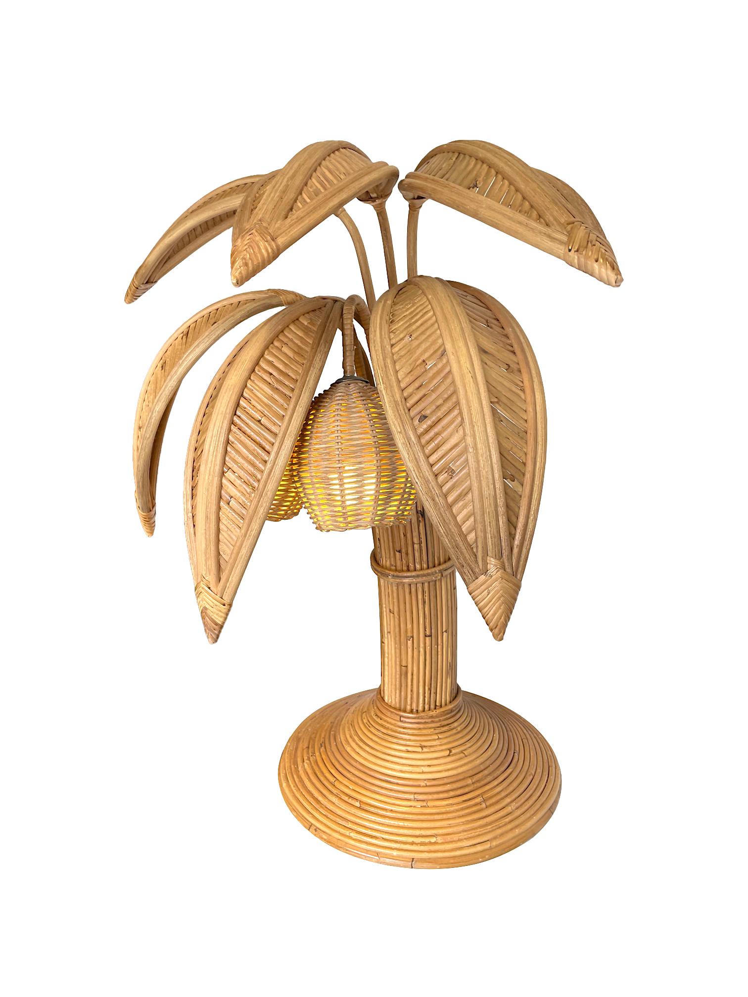 Bamboo Palm Tree Table Lamp in the Style of Mario Lopez Torres with Two Lights For Sale 3