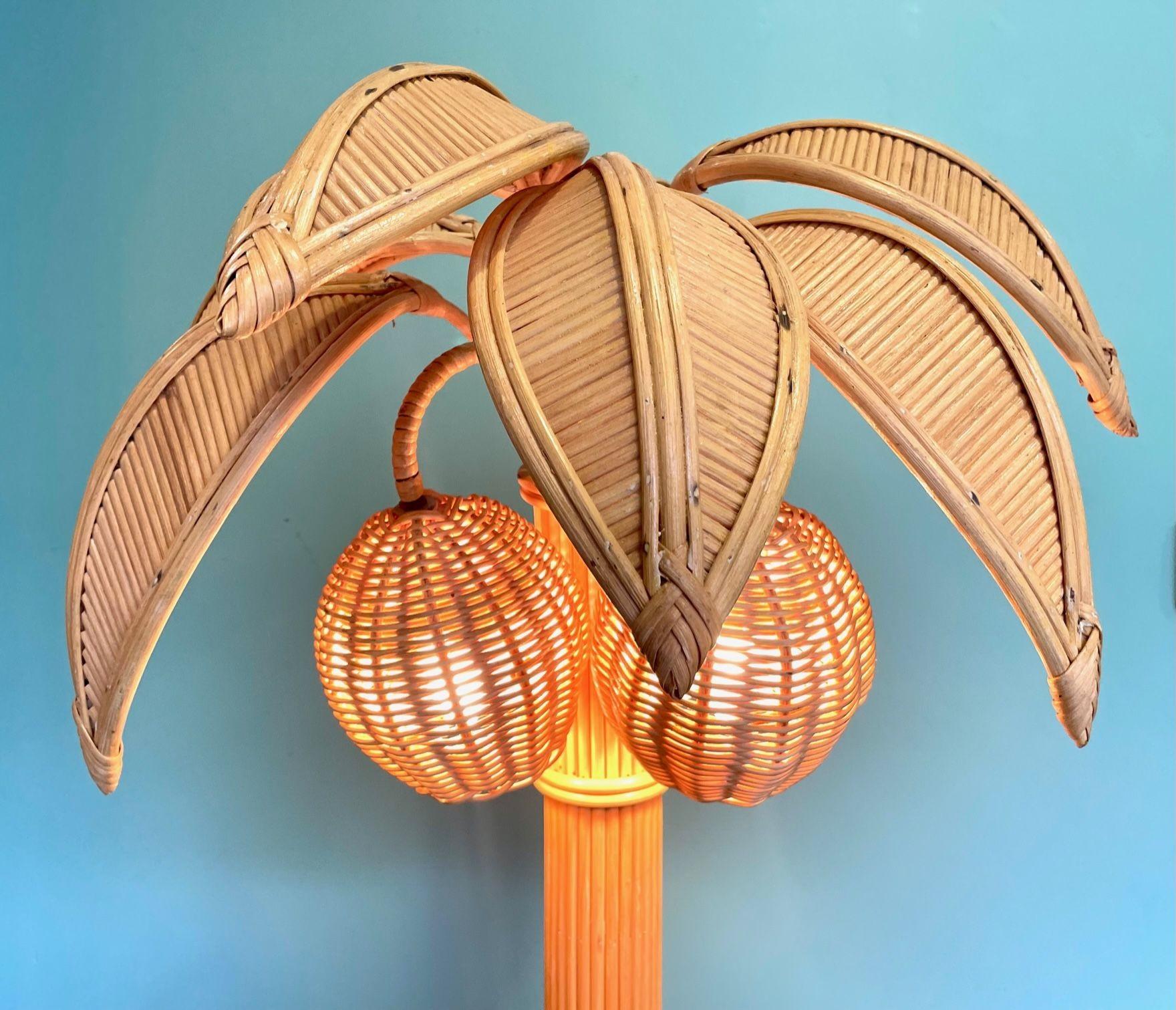 Bamboo Palm Tree Table Lamp in the Style of Mario Lopez Torres with Two Lights 6