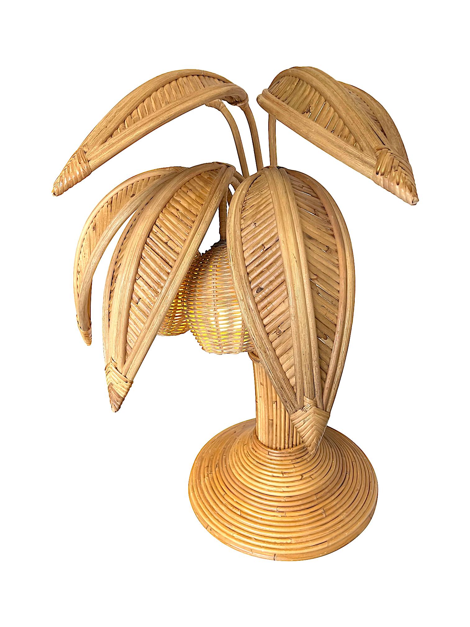 Bamboo Palm Tree Table Lamp in the Style of Mario Lopez Torres with Two Lights For Sale 5