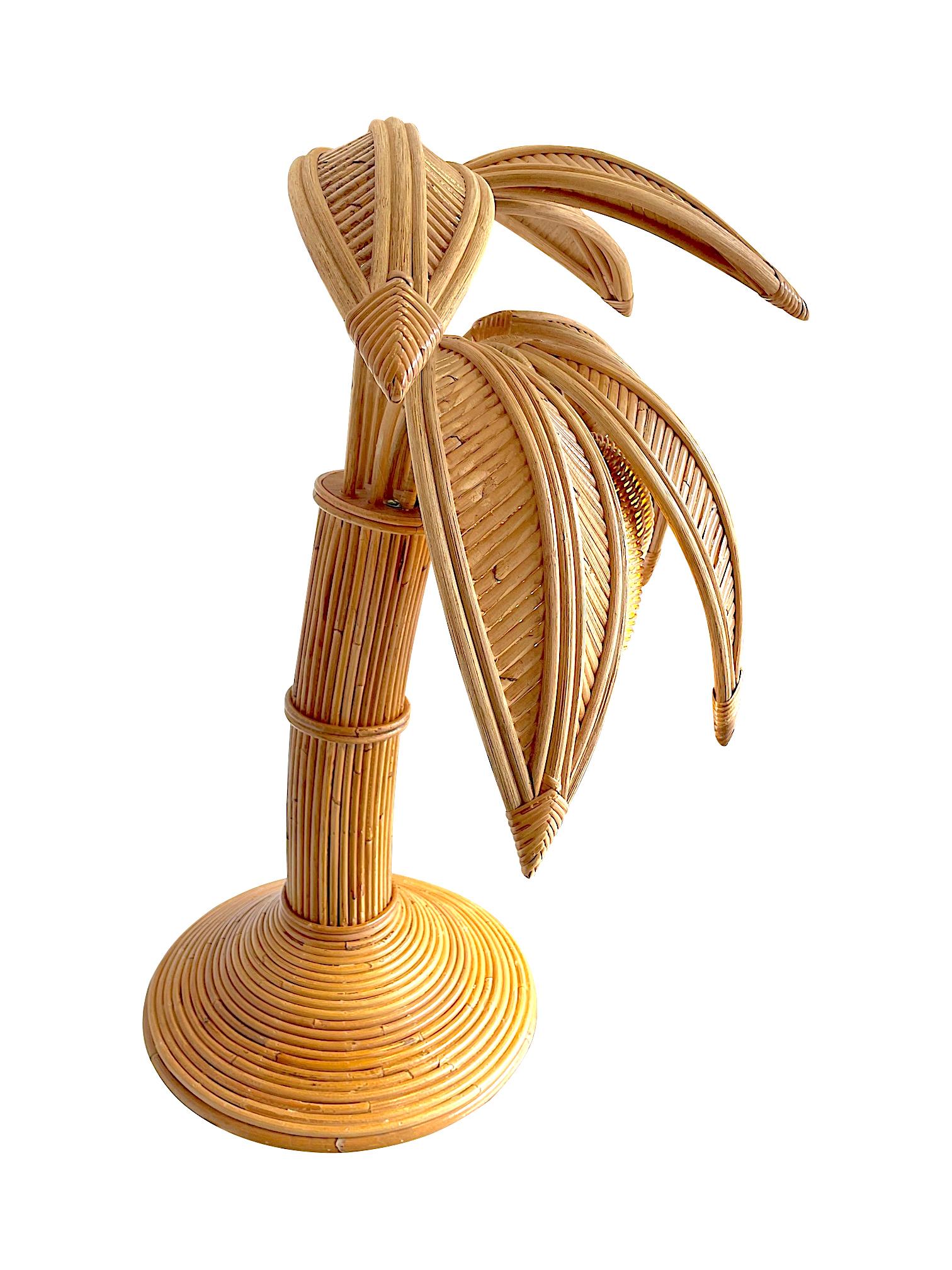 Bambuspalmen-Tischlampe aus Bambus im Stil von Mario Lopez Torres mit zwei Lichtern im Angebot 8