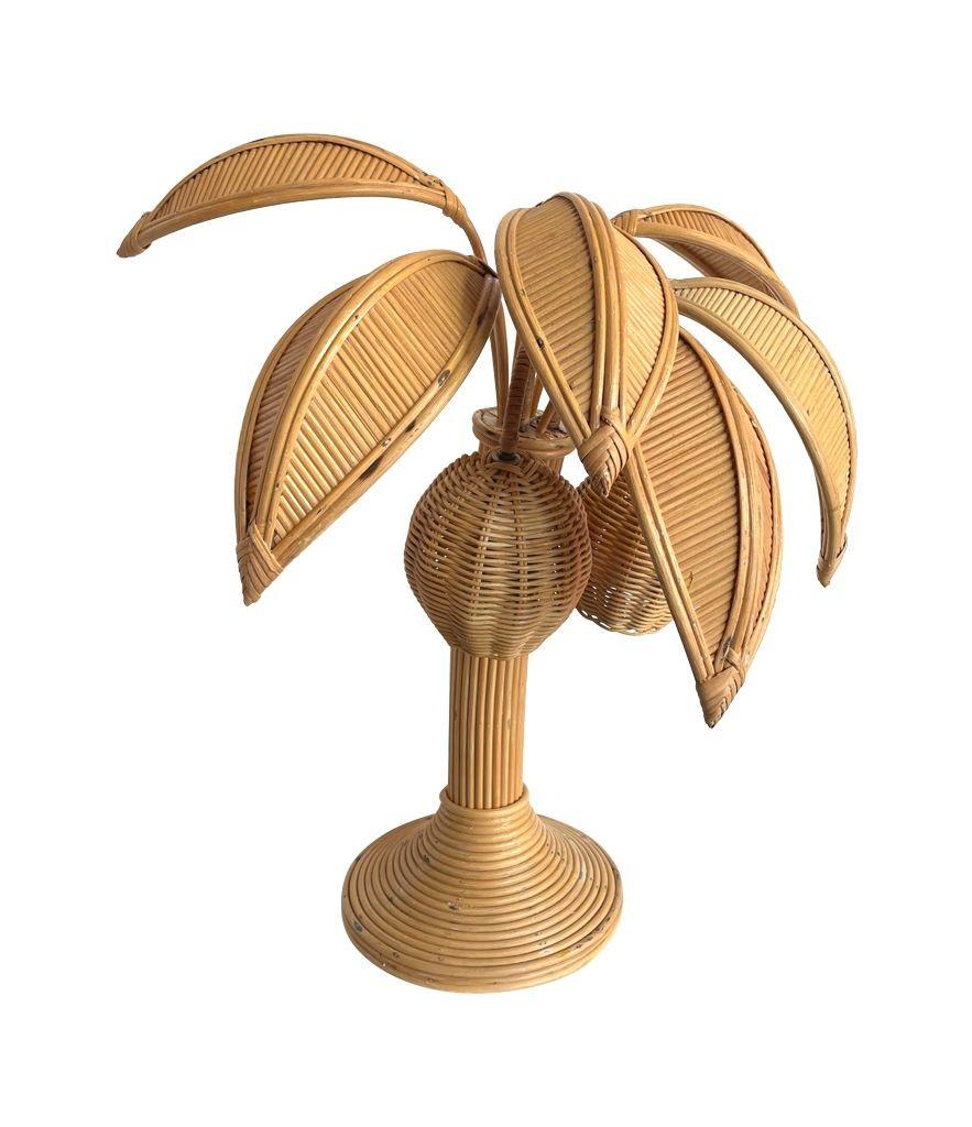 Contemporary Bamboo Palm Tree Table Lamp in the Style of Mario Lopez Torres with Two Lights