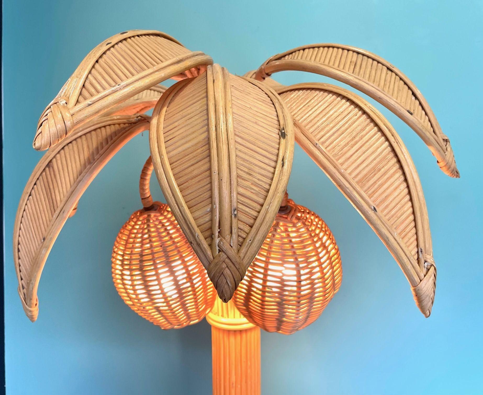 Bamboo Palm Tree Table Lamp in the Style of Mario Lopez Torres with Two Lights 1