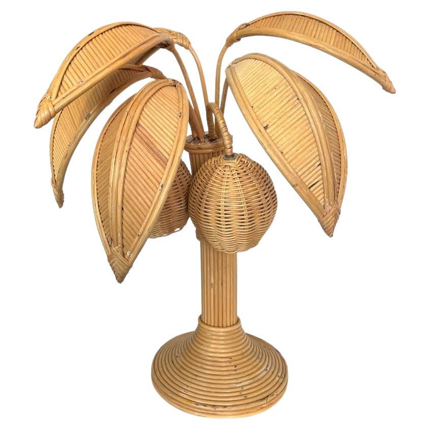 Bamboo Palm Tree Table Lamp in the Style of Mario Lopez Torres with Two Lights