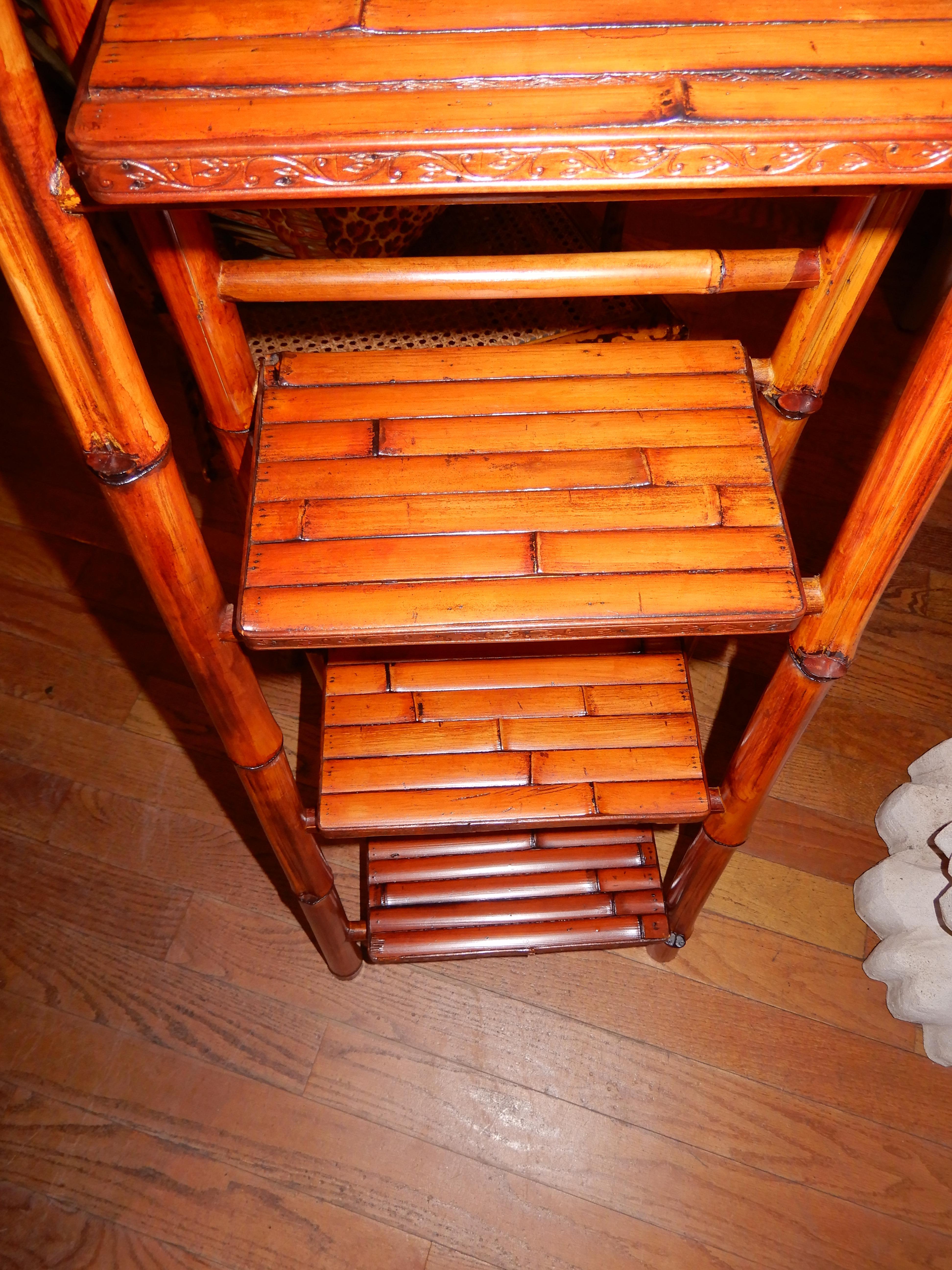 Hand-Crafted Bamboo  vintage British Colonial Artisan decorative display  stand or ladder. For Sale
