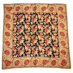 Un fichu de seda Bandana impreso en xilografía - India para la exportación Circa 1880-1900