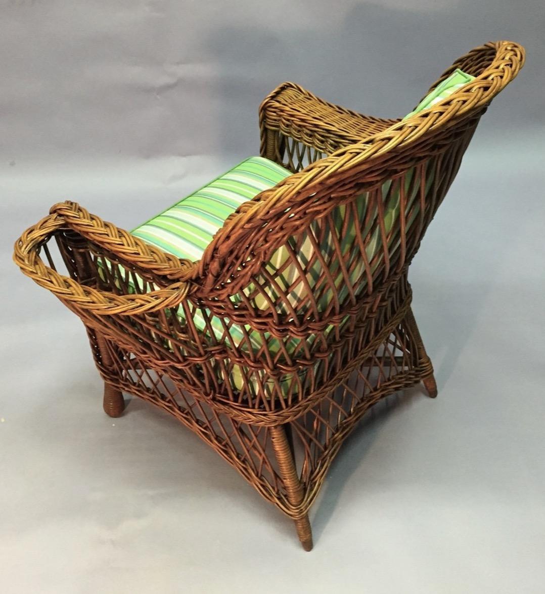 Other A Bar Harbor Style Wicker Arm Chair with Magazine Pocket