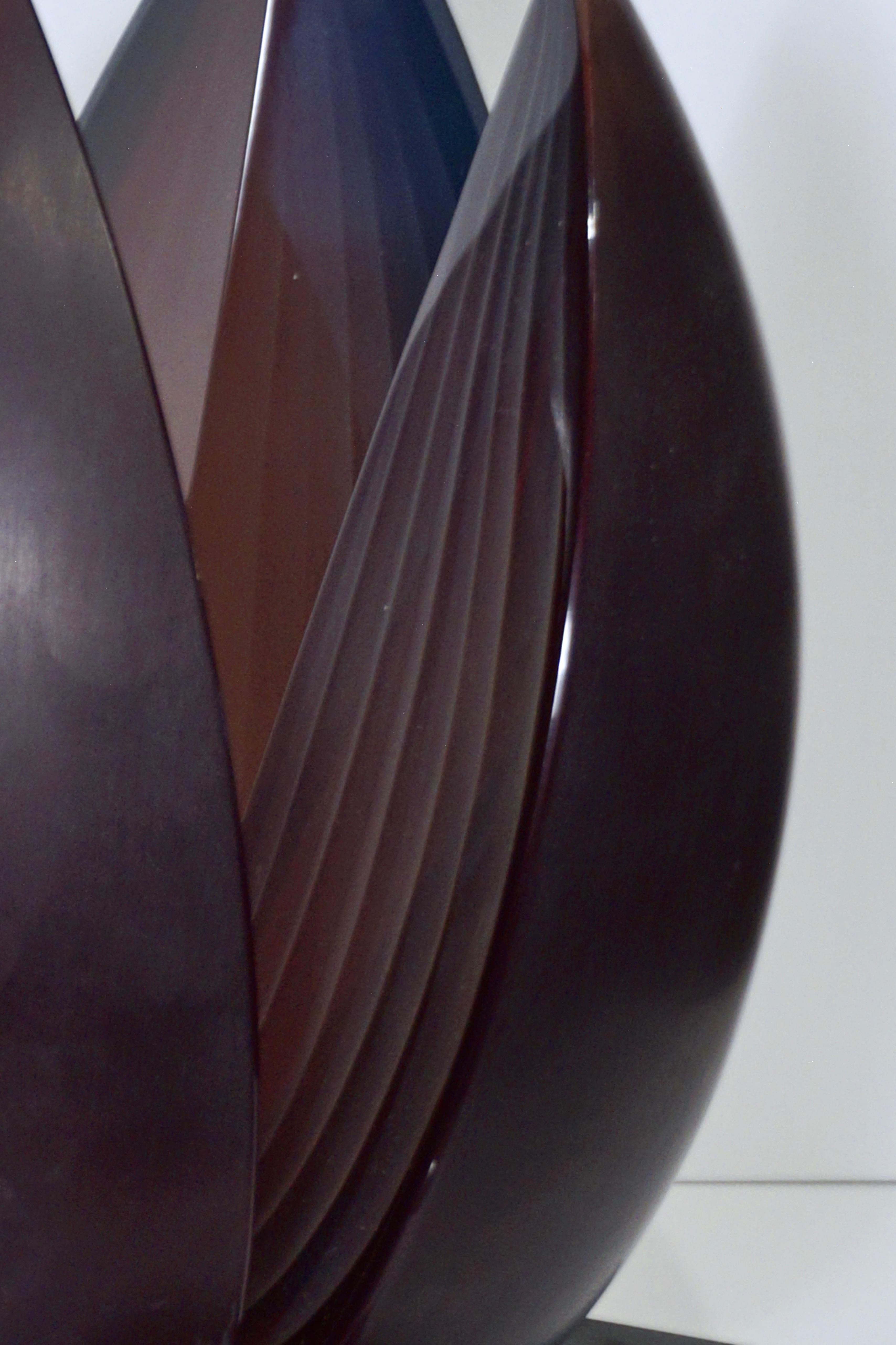 A. Barbaro Abstract Flower Sculpture in a Dark Plum Murano Glass on Slate Base 3