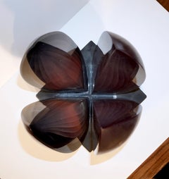 A. Barbaro Abstract Flower Sculpture in a Dark Plum Murano Glass on Slate Base