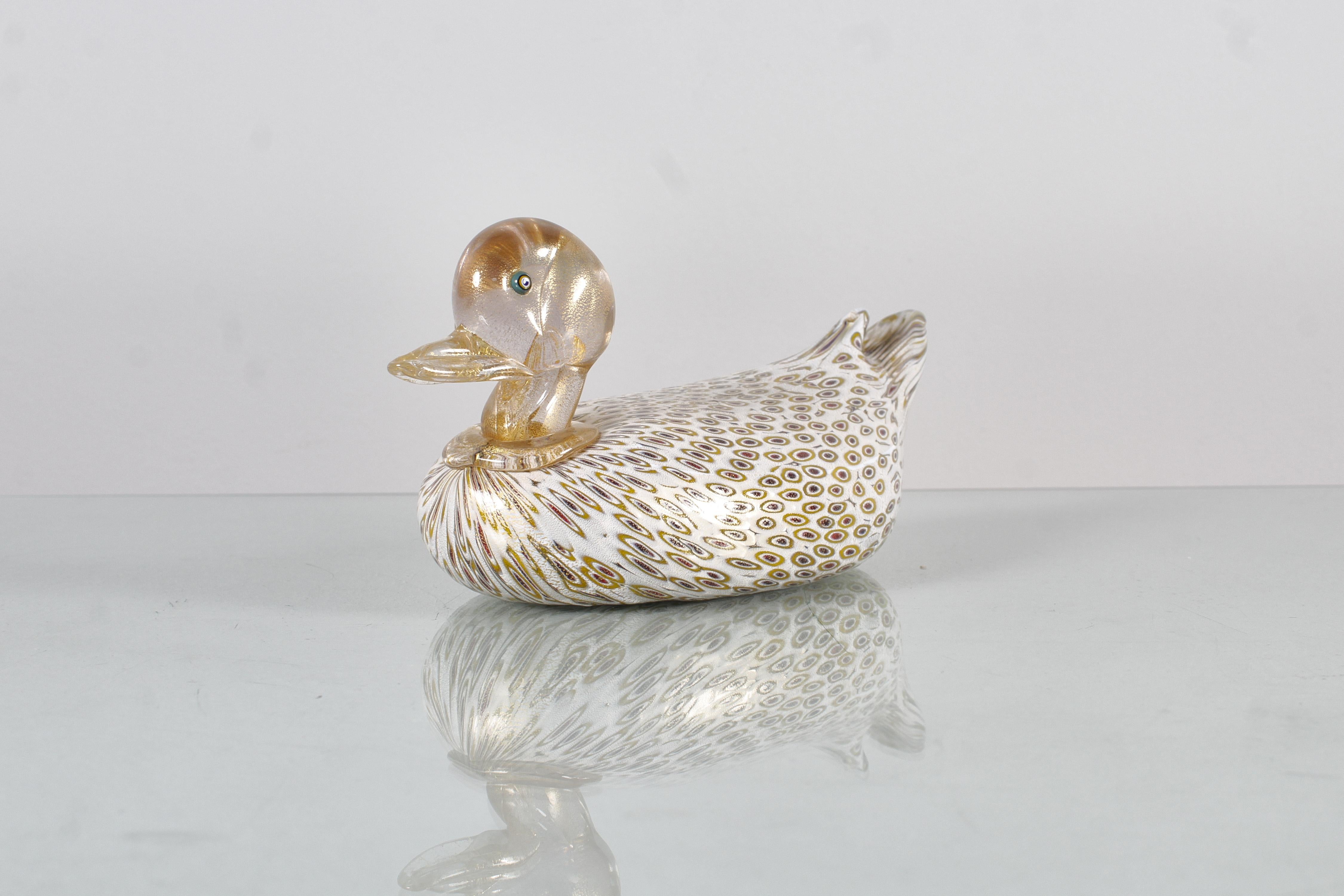 A. Barbini (attr.) Murano Glass Duck Sculpture with Murrine 60s Italy For Sale 5
